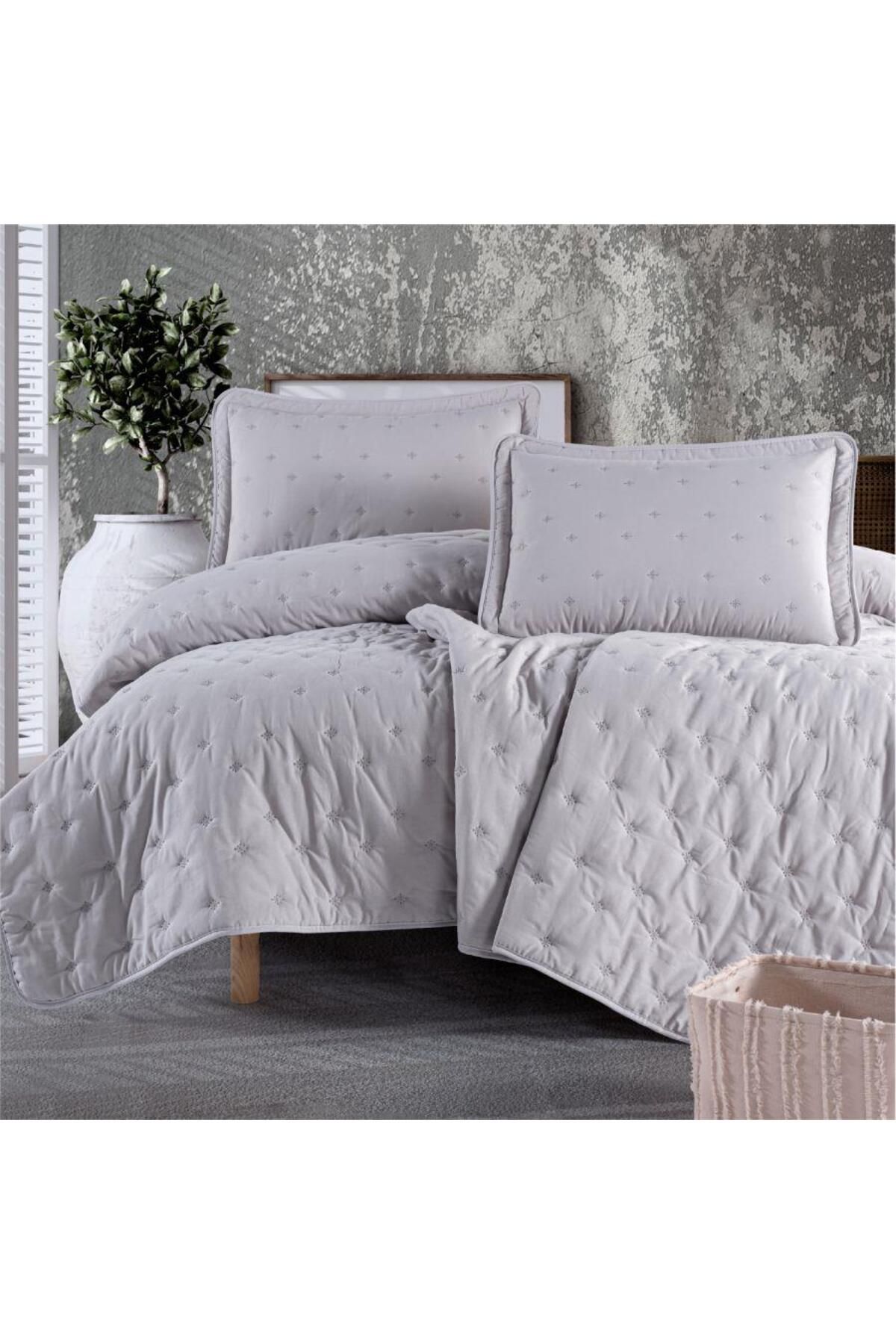 ROYAM Clasy Microfiber Nakışlı Çift Kişilik Yatak Örtüsü Seti Aspendos