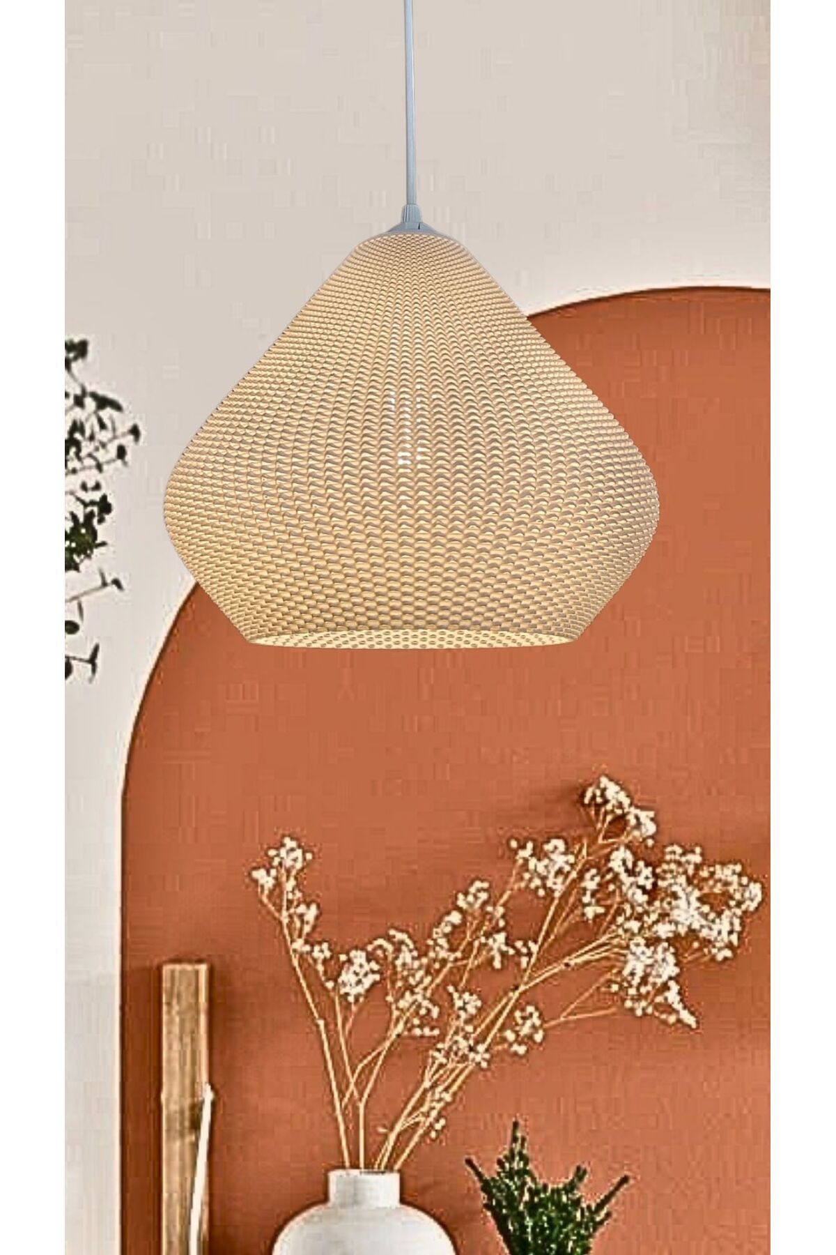 decory Gruis Beyaz Mesh Yüzey Avize Yatak Odası,Oturma Odası Tasarım Tekli Sarkıt Avize (PLASTİK) E27