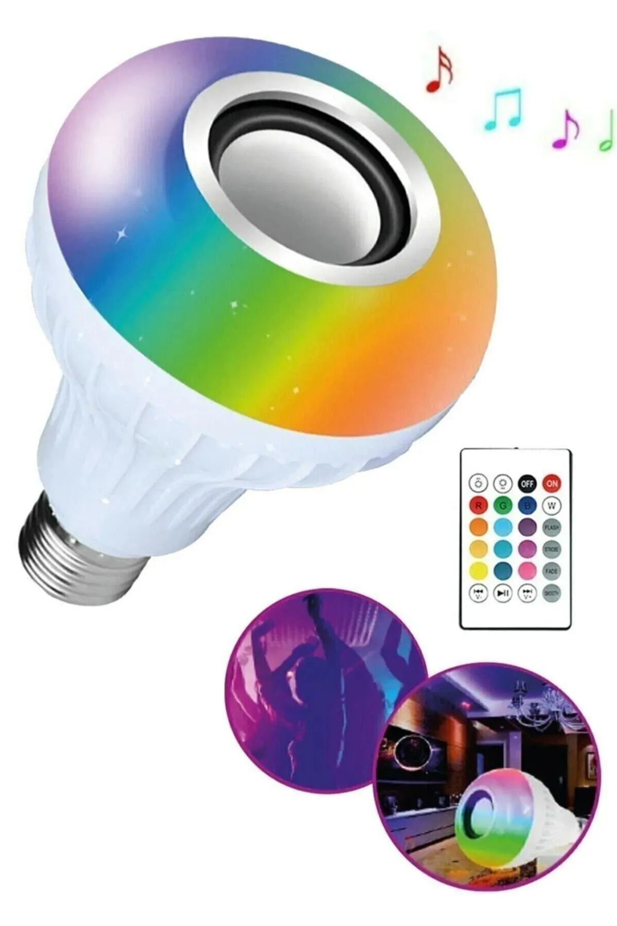 garaccu Bluetooth Hoparlörlü, RGB LED Işıklı Lamba, Uzaktan Kumandalı Müzik Çalar Ampul, Renkli Aydınlatma