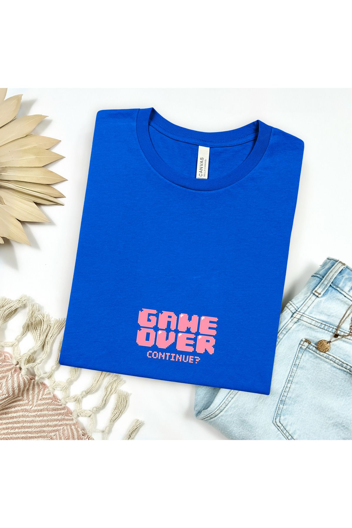 GHAND GAME OVER Continue BASKILI trend Unısex Normal Kalıp T-Shirt