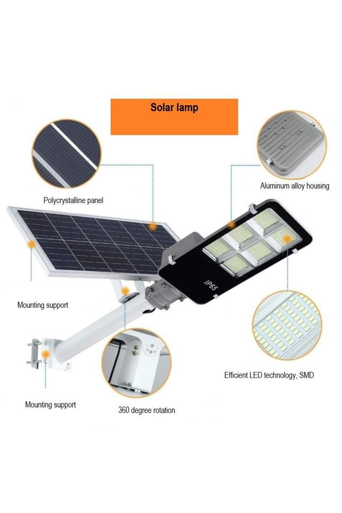 eyemazing-Lampă stradală solară, IP65, senzor de lumină, uimitoare, 100 LED-uri, 80w, telecomandă, 12–16 ore, alb rece 11
