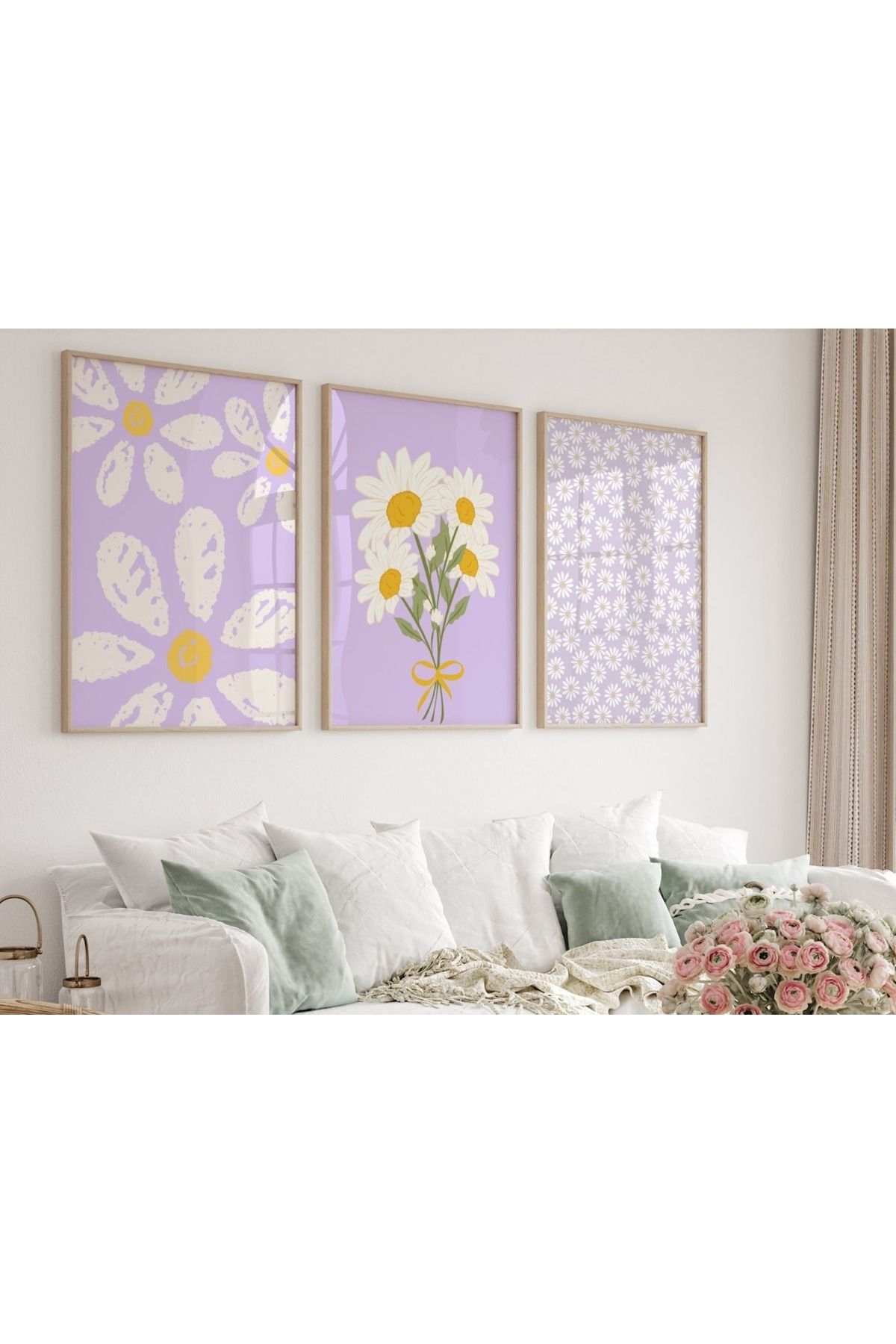 Dekorsiahome 3 Parça Ahşap Çerçeveli Oturma Odası Salon Mutfak Tablo Seti SET3220