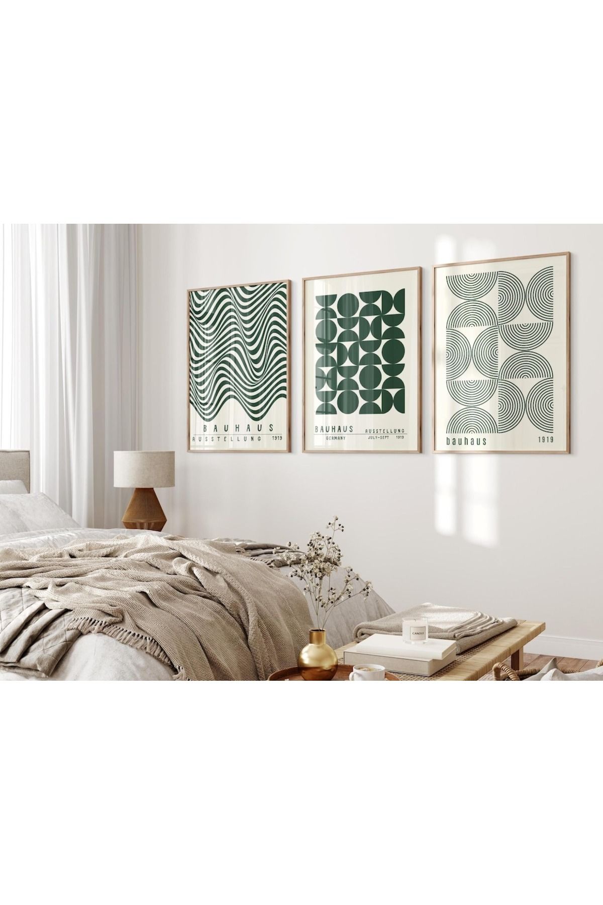 Dekorsiahome 3 Parça Ahşap Çerçeveli Oturma Odası Salon Mutfak Tablo Seti SET3217