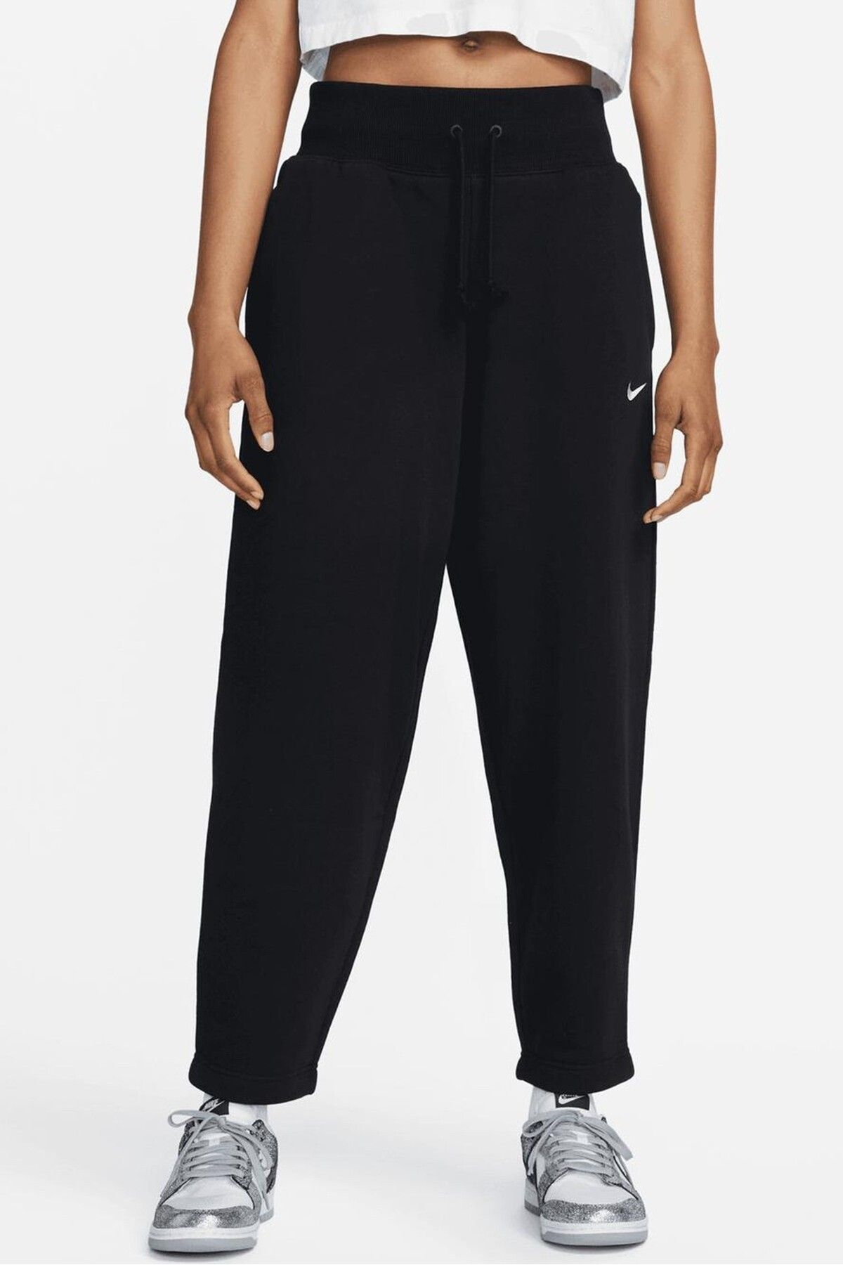 Nike Sportswear Phoenix Loose Fit Polar Kadın Bol Kesim Yüksek Bel Eşofman Altı Siyah