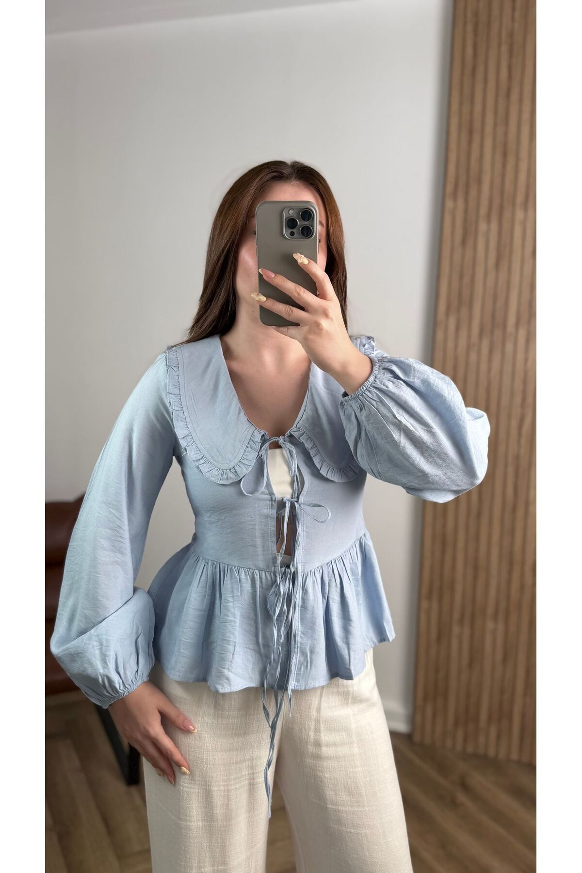 songül özdeş Yeni Sezon Bebe Yaka Bağlamalı Gömlek