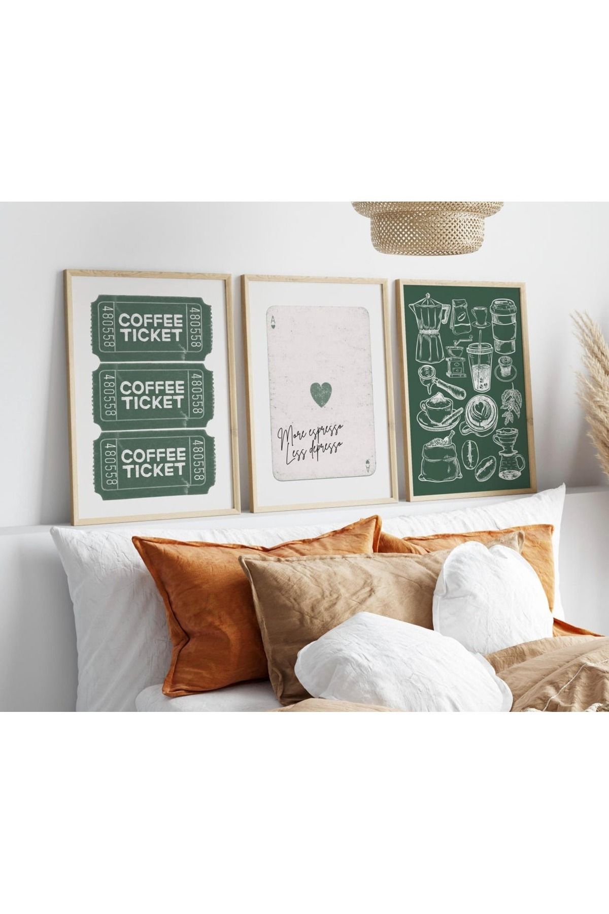 Dekorsiahome 3 Parça Ahşap Çerçeveli Oturma Odası Salon Mutfak Tablo Seti SET3241