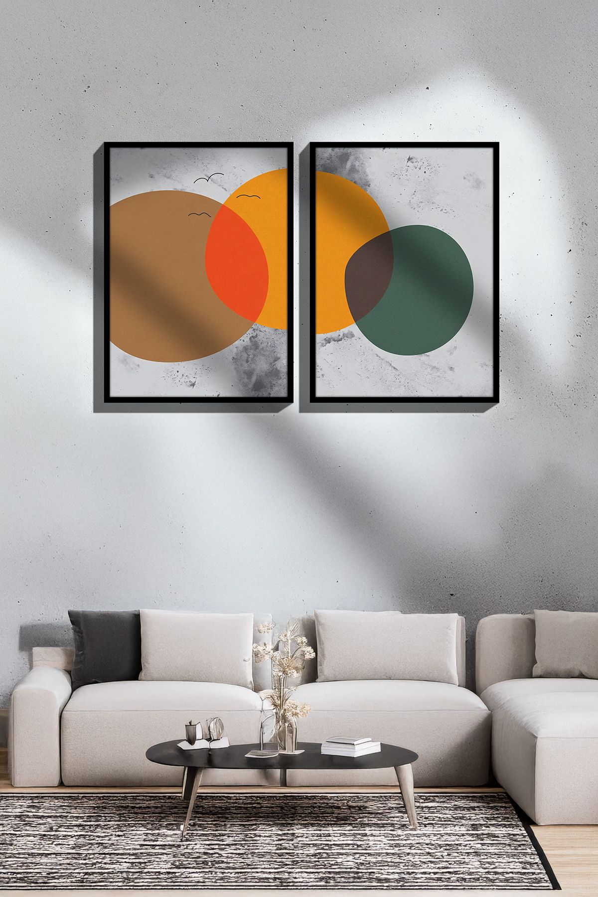 Artavessa 2 Parça Gerçek Siyah Renkli Çerçeveli Tablo Seti - Model 8