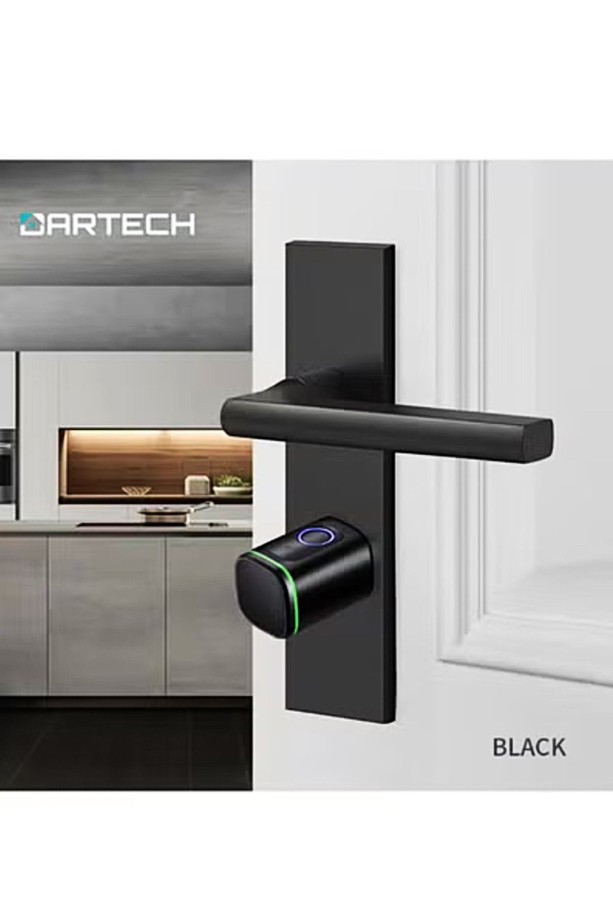DarTech-Dartek Smart Lock with 4 Ways to Open and App Fits Any Door Global Version and Secure Home System - Black 1