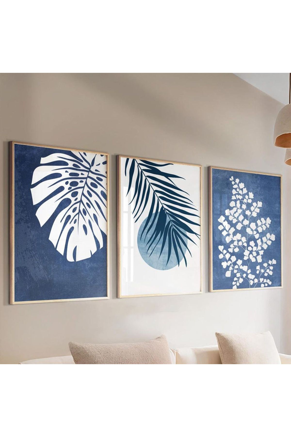 Dekorsiahome 3 Parça Ahşap Çerçeveli Oturma Odası Salon Mutfak Tablo Seti SET3158