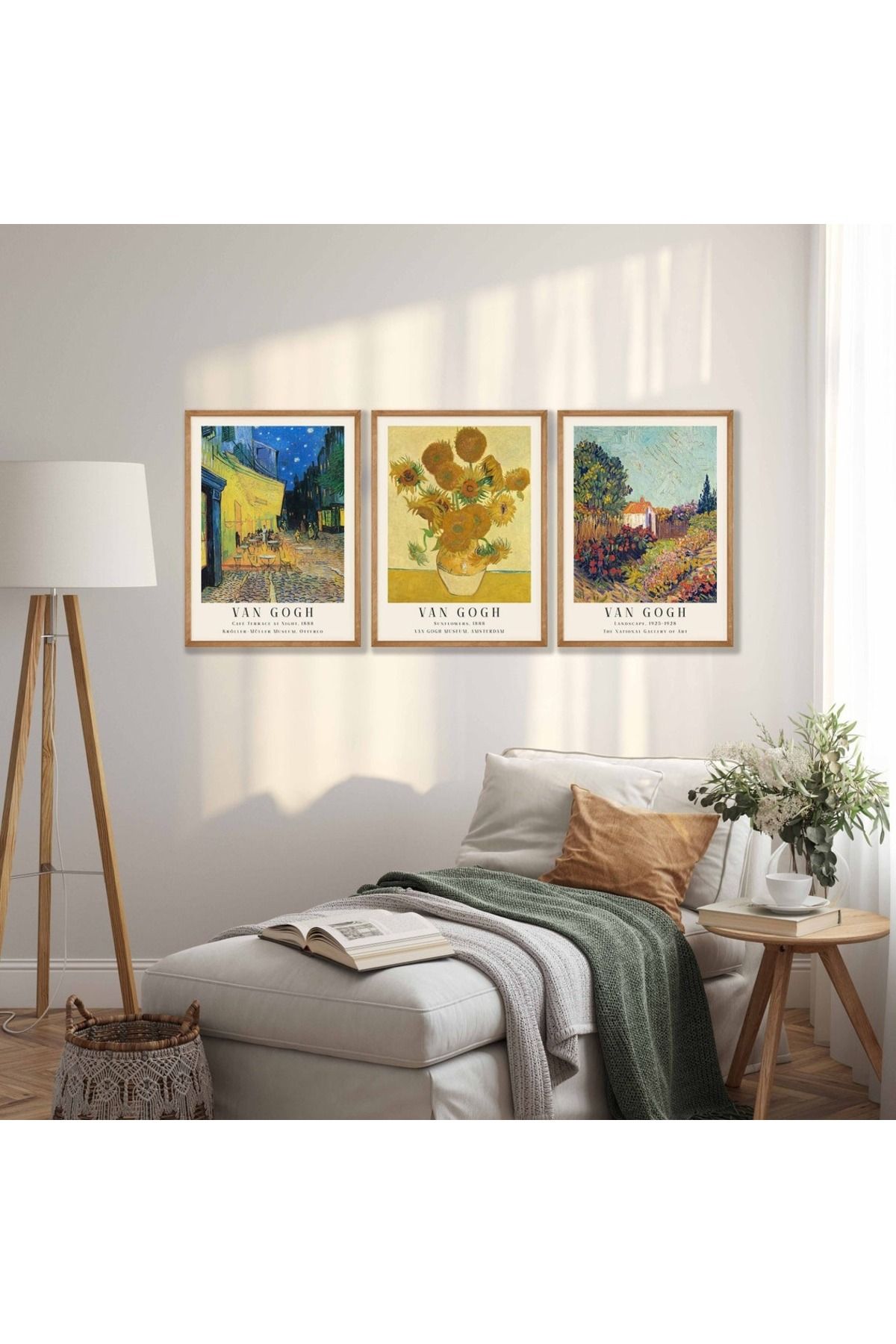 Dekorsiahome 3 Parça Ahşap Çerçeveli Oturma Odası Salon Mutfak Tablo Seti SET3235
