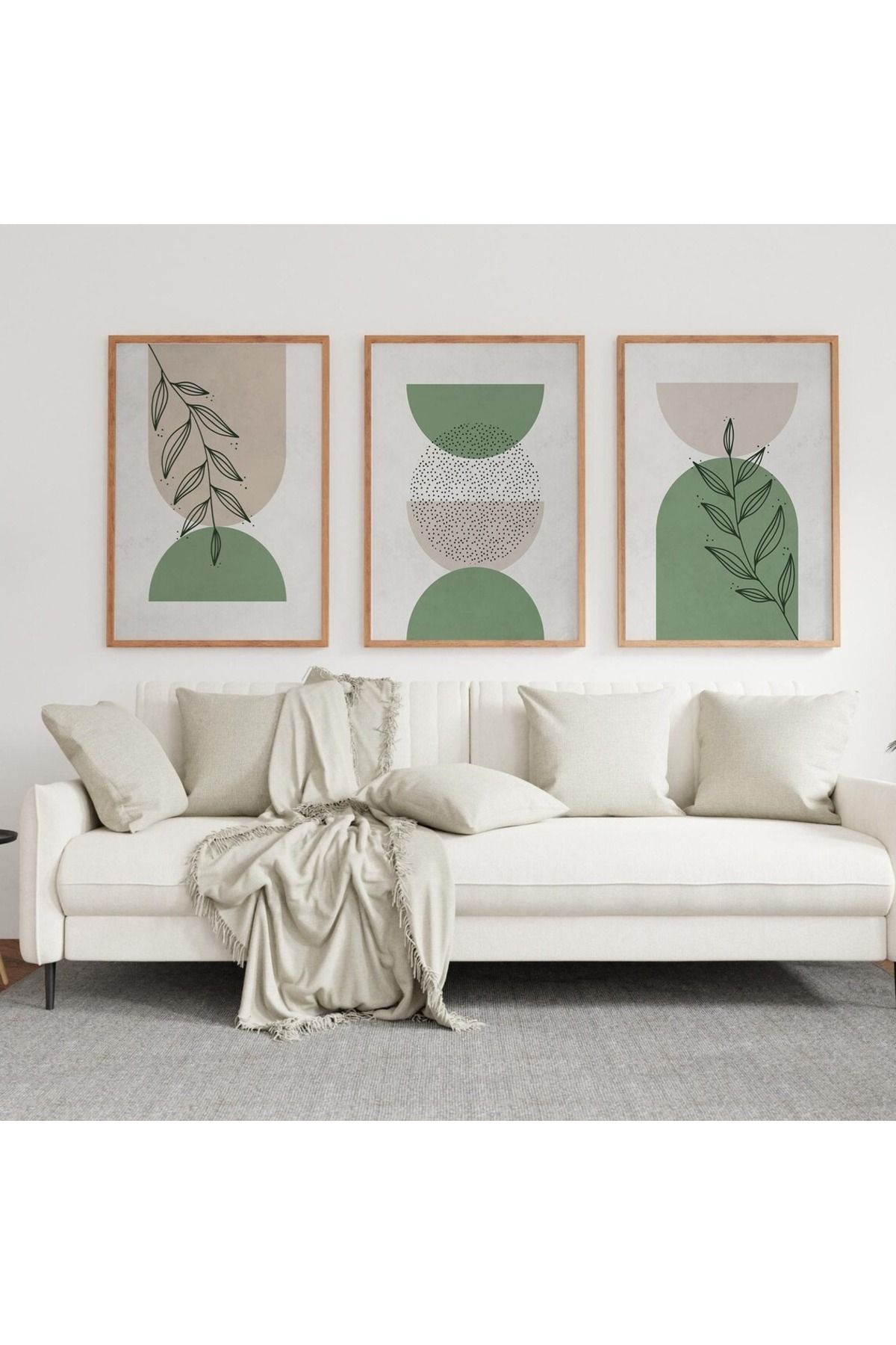 Dekorsiahome 3 Parça Ahşap Çerçeveli Oturma Odası Salon Mutfak Tablo Seti SET3185