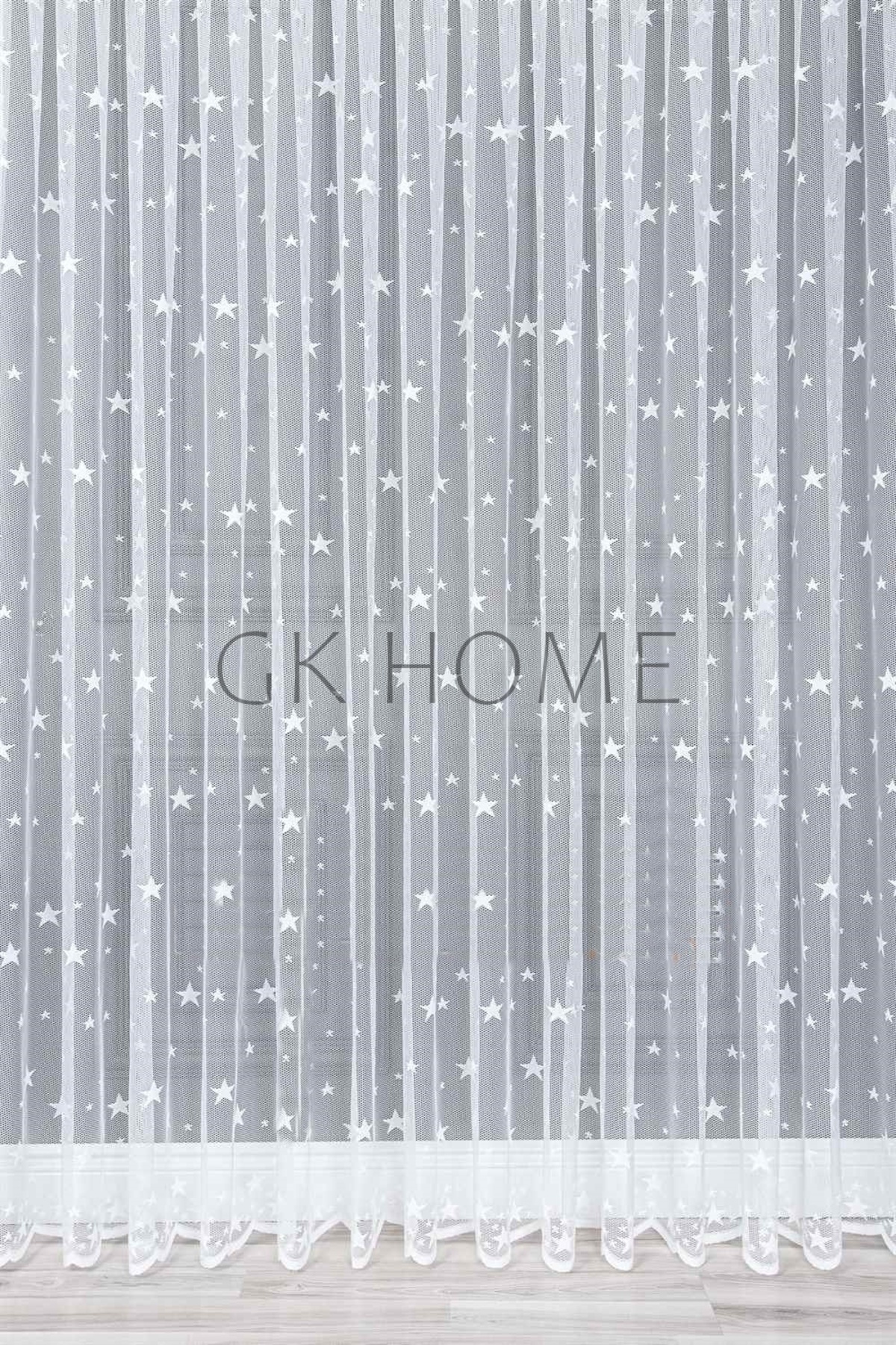 SAYDEMİR HOME Lüks Tül Perde Yıldız Desenli Çoçuk Odası Tülü SIK PİLE BEYAZ RENK fotoğrafı 5 (önizleme)