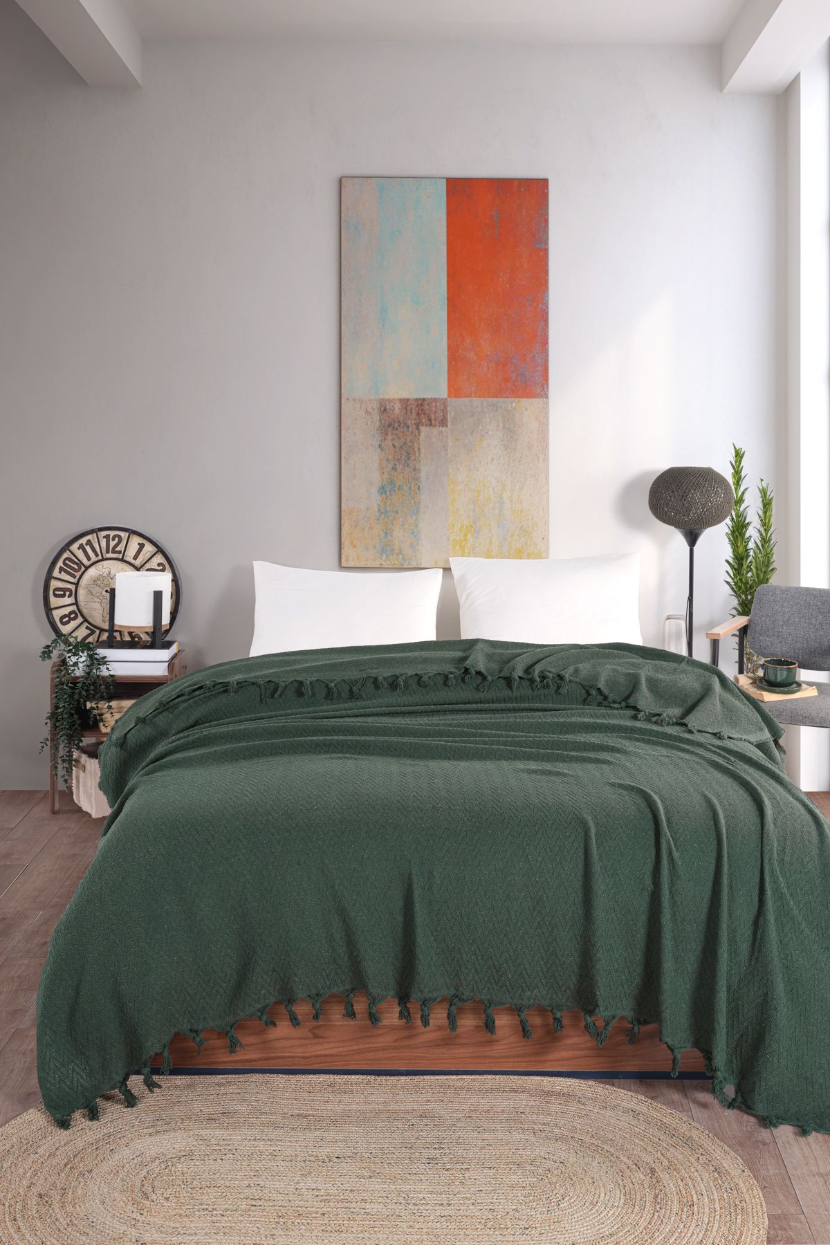 Güvenal Esila 220x220cm Çift Kişilik Saçaklı Yatak Örtüsü | Çeyizlik | Hediyelik
