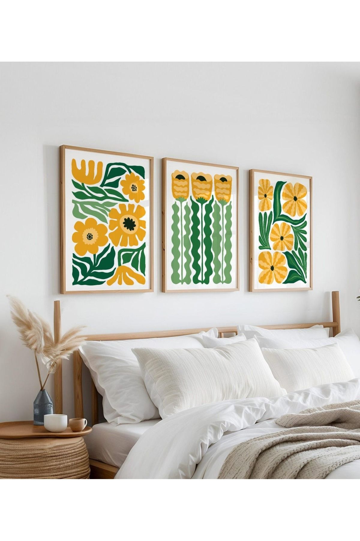 Dekorsiahome 3 Parça Ahşap Çerçeveli Oturma Odası Salon Mutfak Tablo Seti SET3164