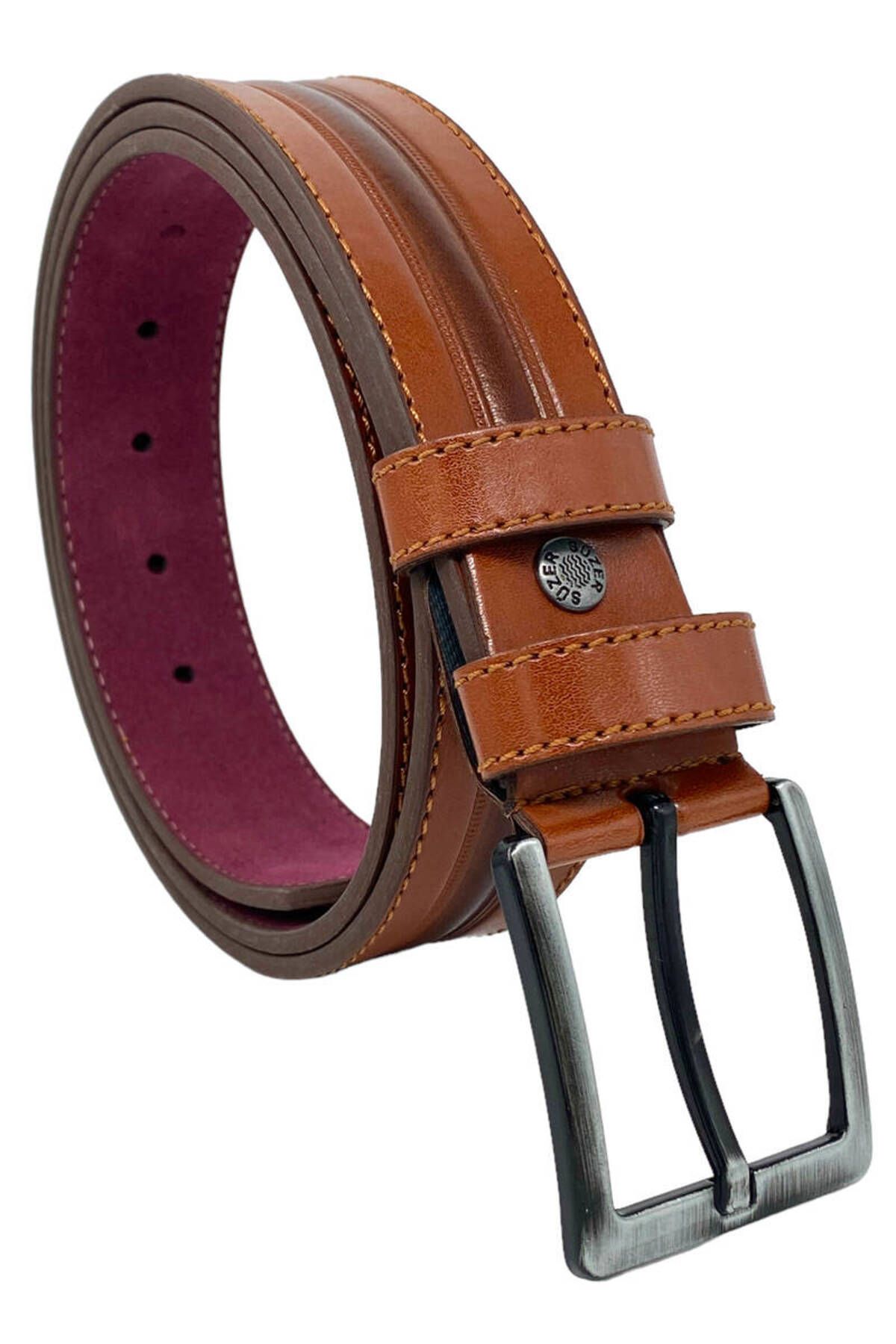 Süzer Deri-Tan Faux Leather Patterned Model 4 Cm Sports Belt - 9023-52-22rl 5