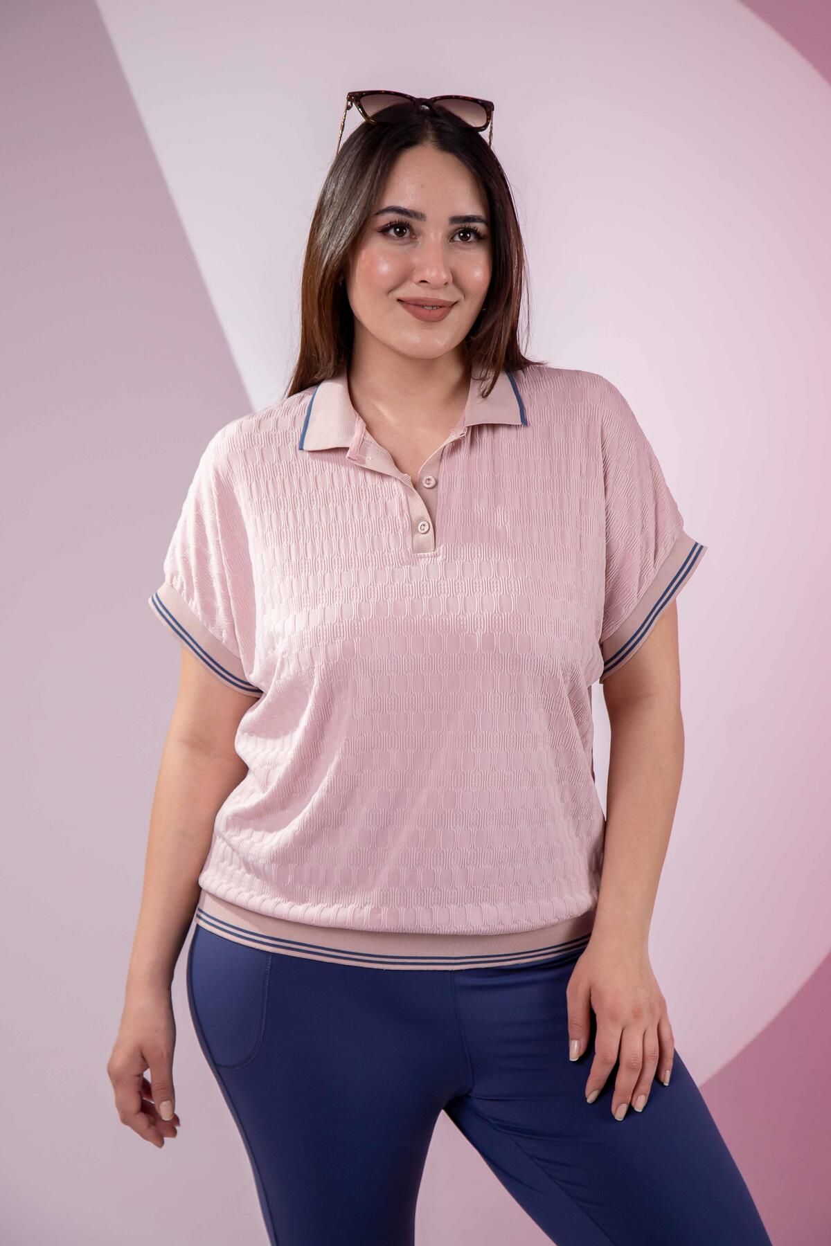 Roxxlen 1122556 Ribanalı Polo Yaka Bluz