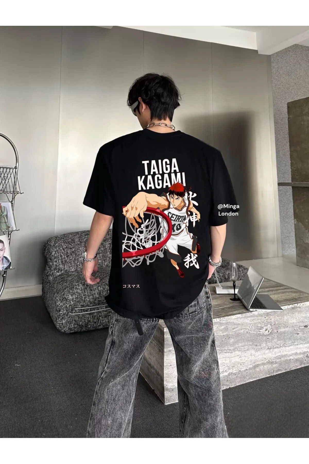 DEEFWEAR Siyah Taıga Kagamı Sırt Baskılı Oversize Unisex T-shirt