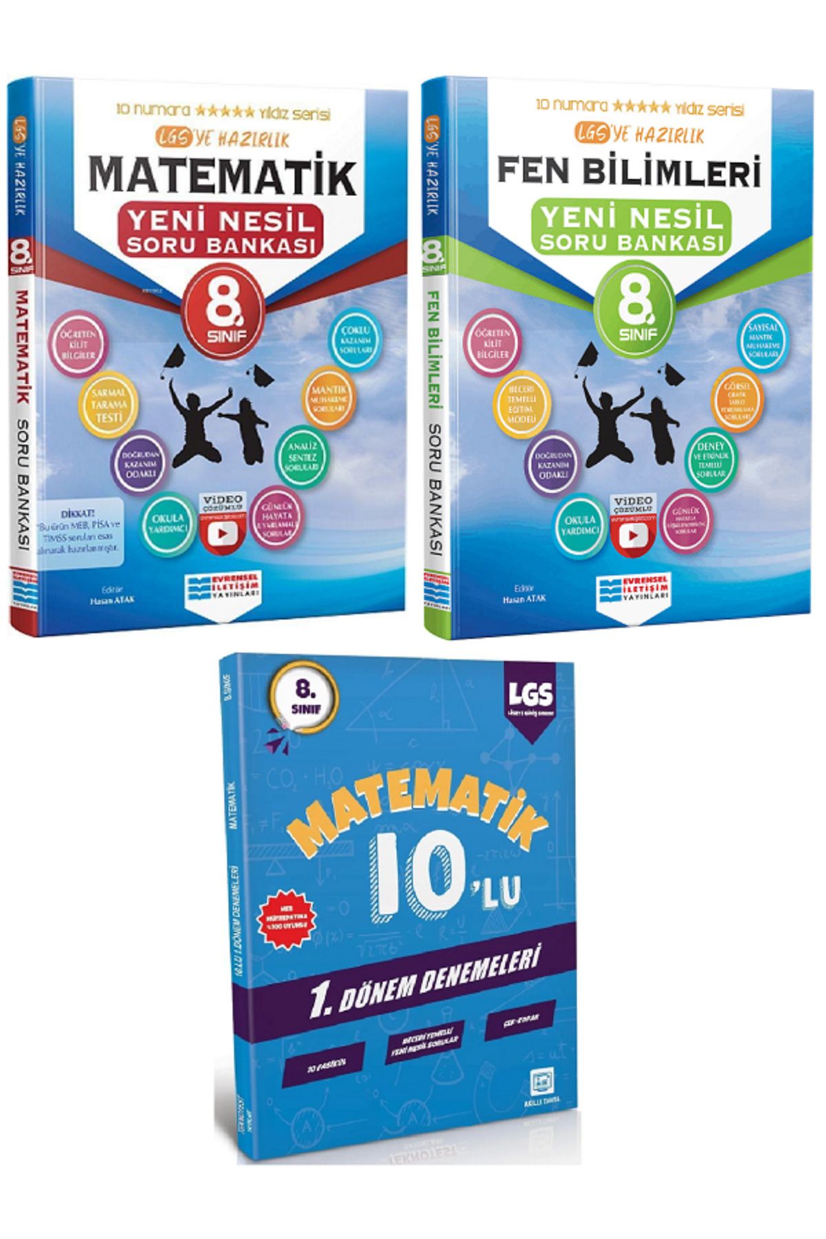 Evrensel İletişim Yayınları 8.Sınıf Evrensel Matematik + Fen B. Soru Bankası + 8.Sınıf 10'Lu Matematik Deneme HEDİYELİ - 3 KİTAP