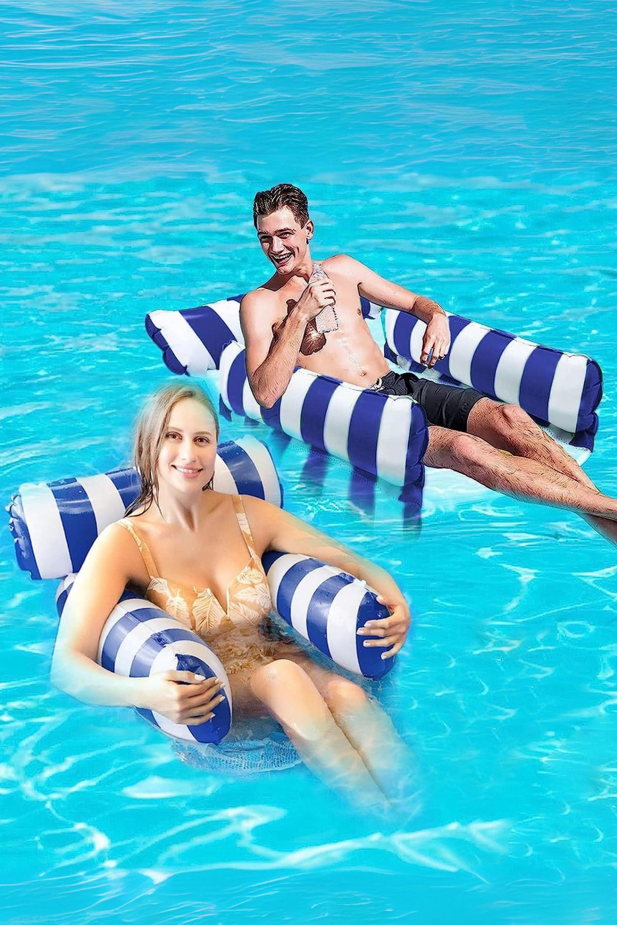 TUENGİ STORE 3 Hava Yastıklı Fileli Şişme Havuz Koltuğu 4'ü 1 Arada Deniz Ve Havuz Yatağı