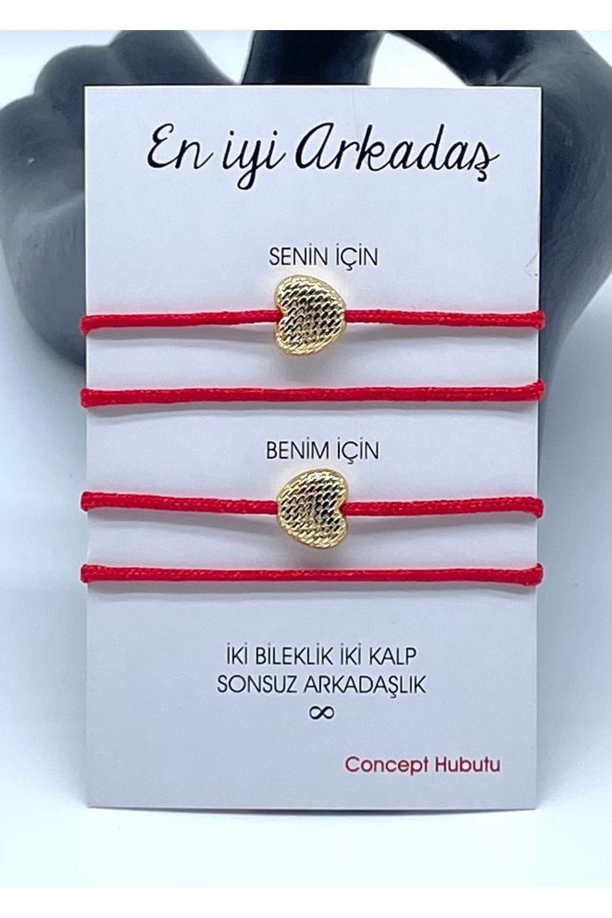 Concept HuBuTU Hediyelik Minimal Altın Kaplama Objeli En İyi Arkadaş Yazlık Kırmızı İp Halhal Seti ( 4 Adet)