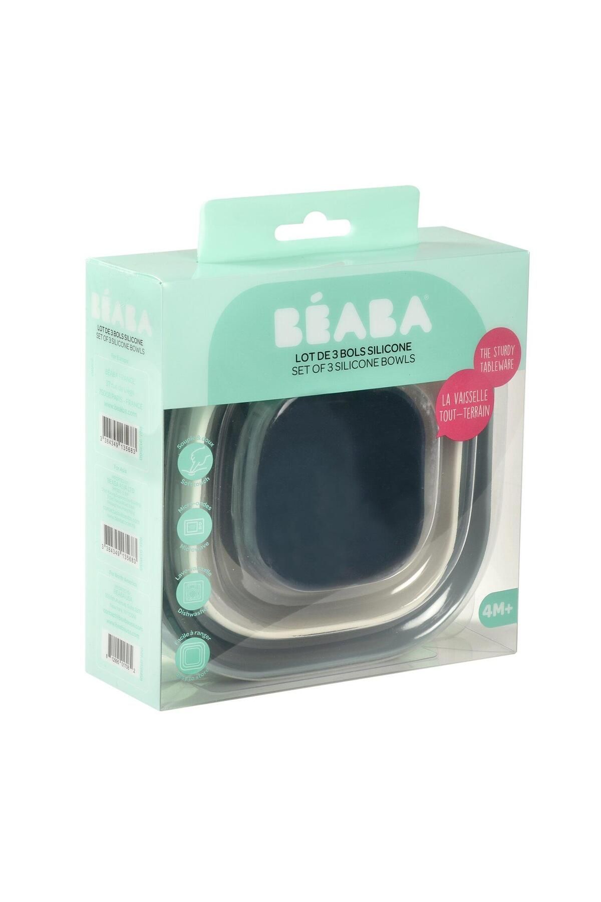 Beaba 3 Parça Silikon Kase Seti, Night blue/Cotton/Baltic blue