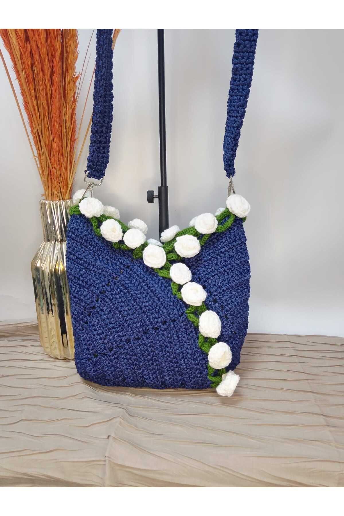 GÇA Moda El Yapımı Trend Gül Temalı Kadın Kol ve Omuz Çantası