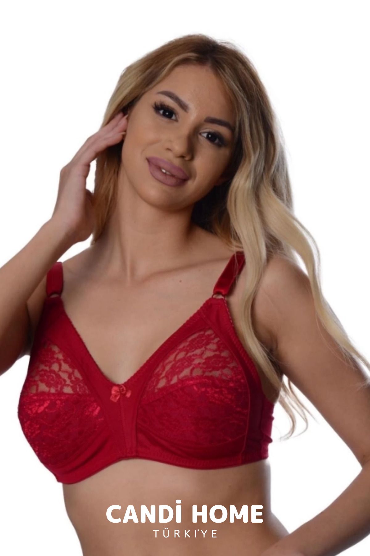 HOBİ CONDİ New Premium Özel Seri Tasarım Model Seksi Rahat Zarif Büyüleyici Bordo Dantelli Toparlayıcı Sütyen