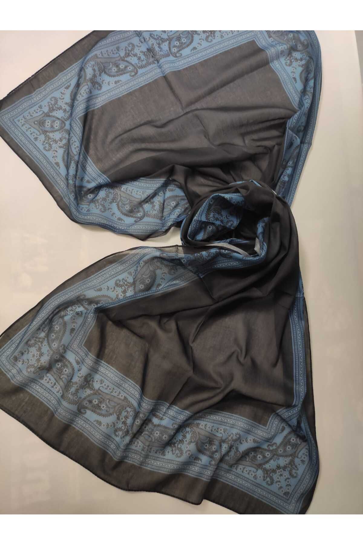 ALTUNTAŞ-Women's Cotton Ethnic Patterned Shawl with Leaf Motif on the Empty Edge 4