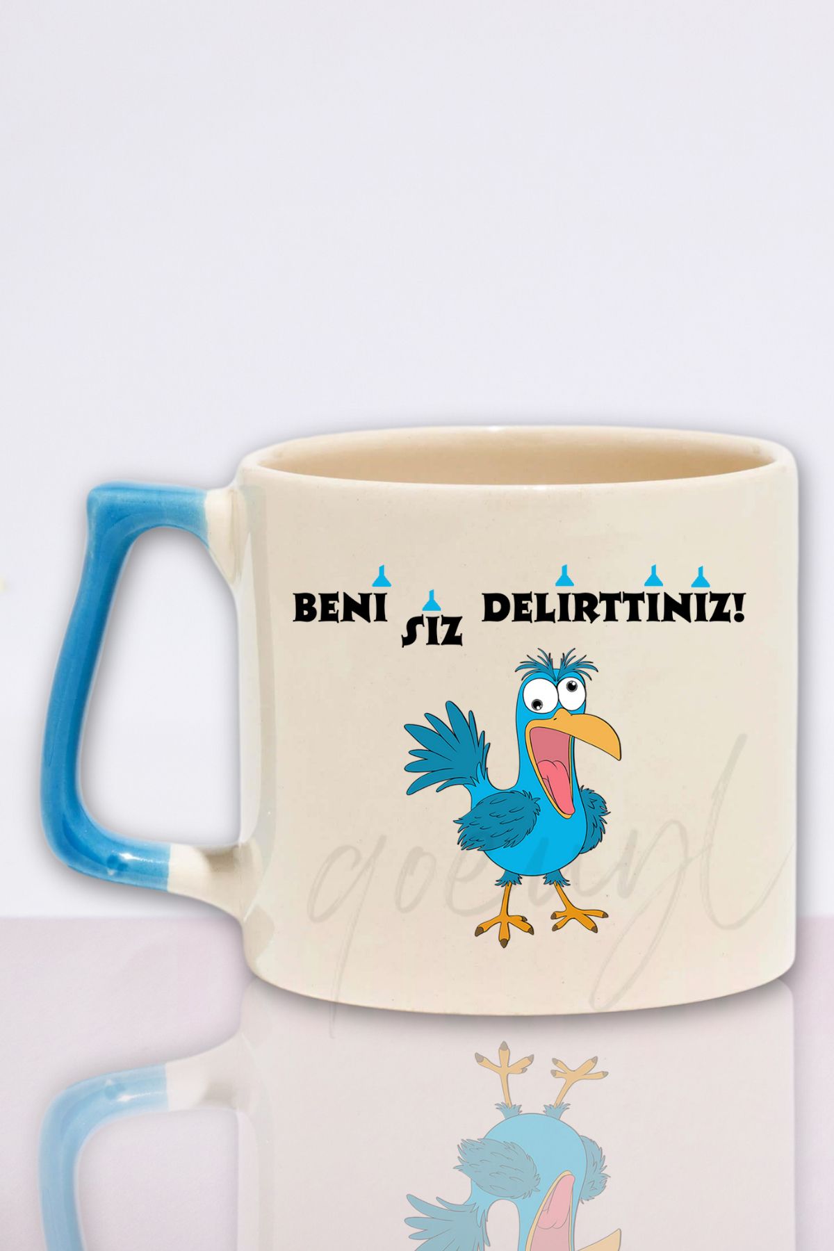 qoeuyl boutique Beni Siz Delirttiniz Baskılı Komik Hediyelik Renkli Kulplu Kupa Bardak