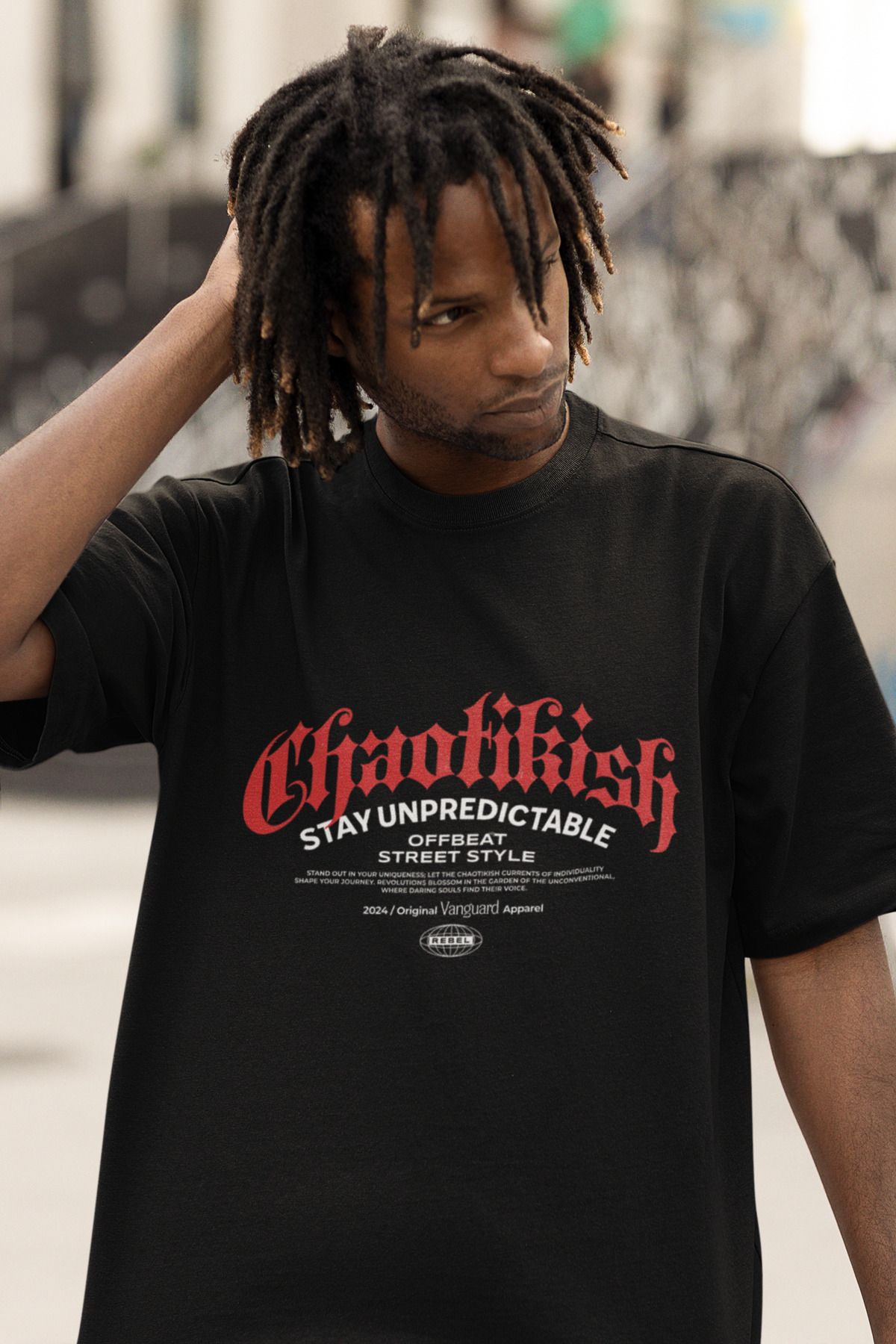 MAGORS STREET STYLE BASKILI BİSİKLET YAKA PAMUKLU OVERSIZE KALIP KISA KOLLU ERKEK TSHIRT