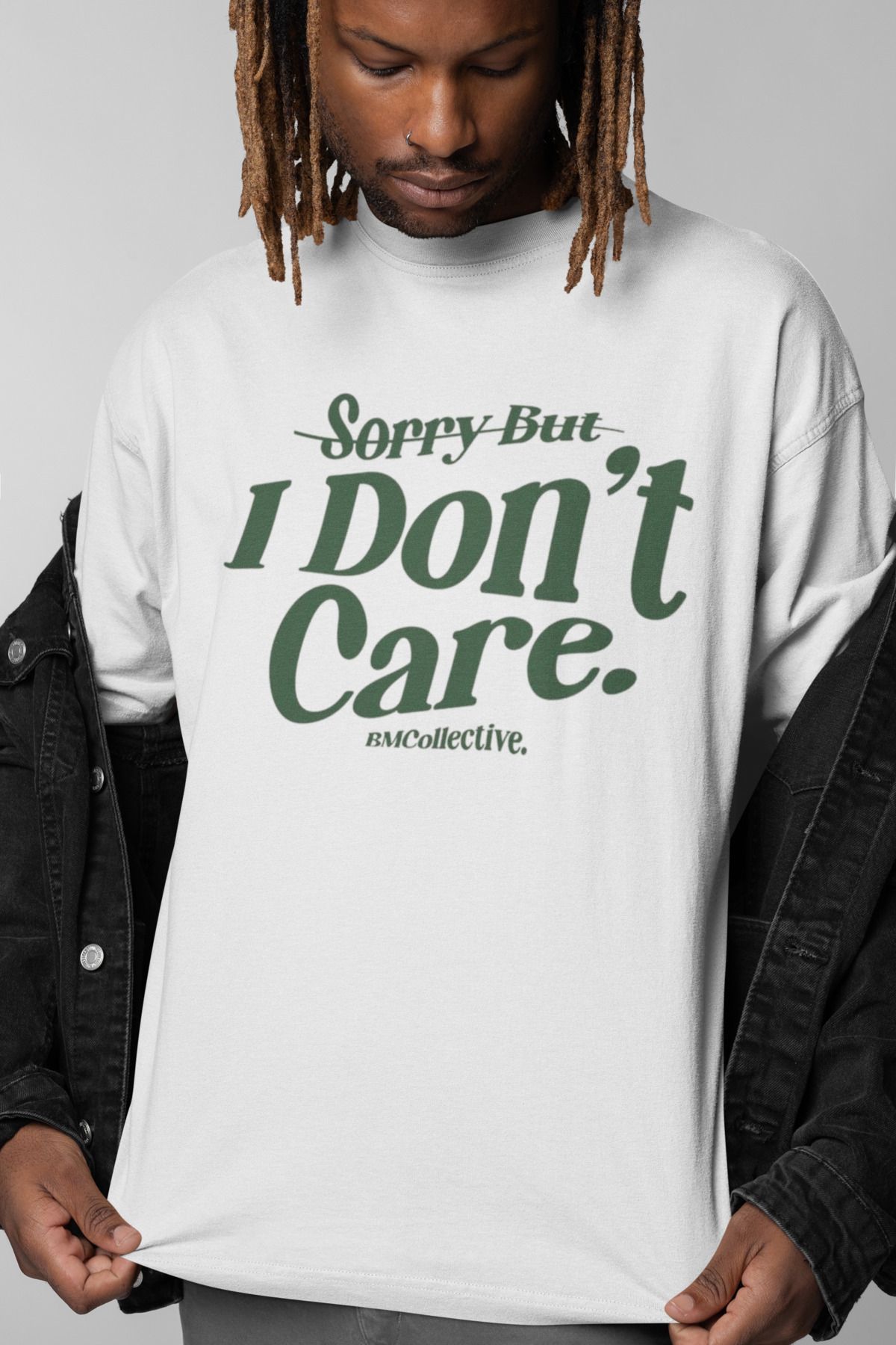 MAGORS SORRY BUT I DON'T CARE BASKILI BİSİKLET YAKA PAMUKLU OVERSIZE KALIP KISA KOLLU ERKEK TSHIRT