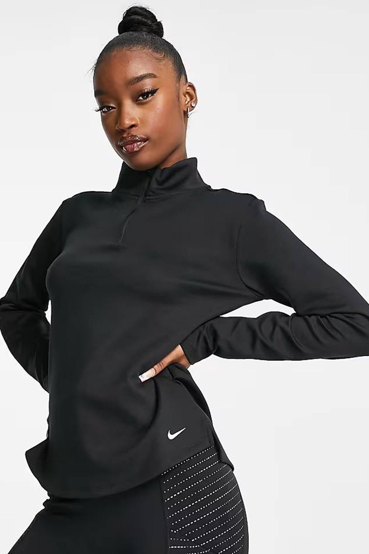 Nike Training One Warm Half Zip Top Black Kadın Terma Fit Yarım Fermuar Sweatshirt Siyah