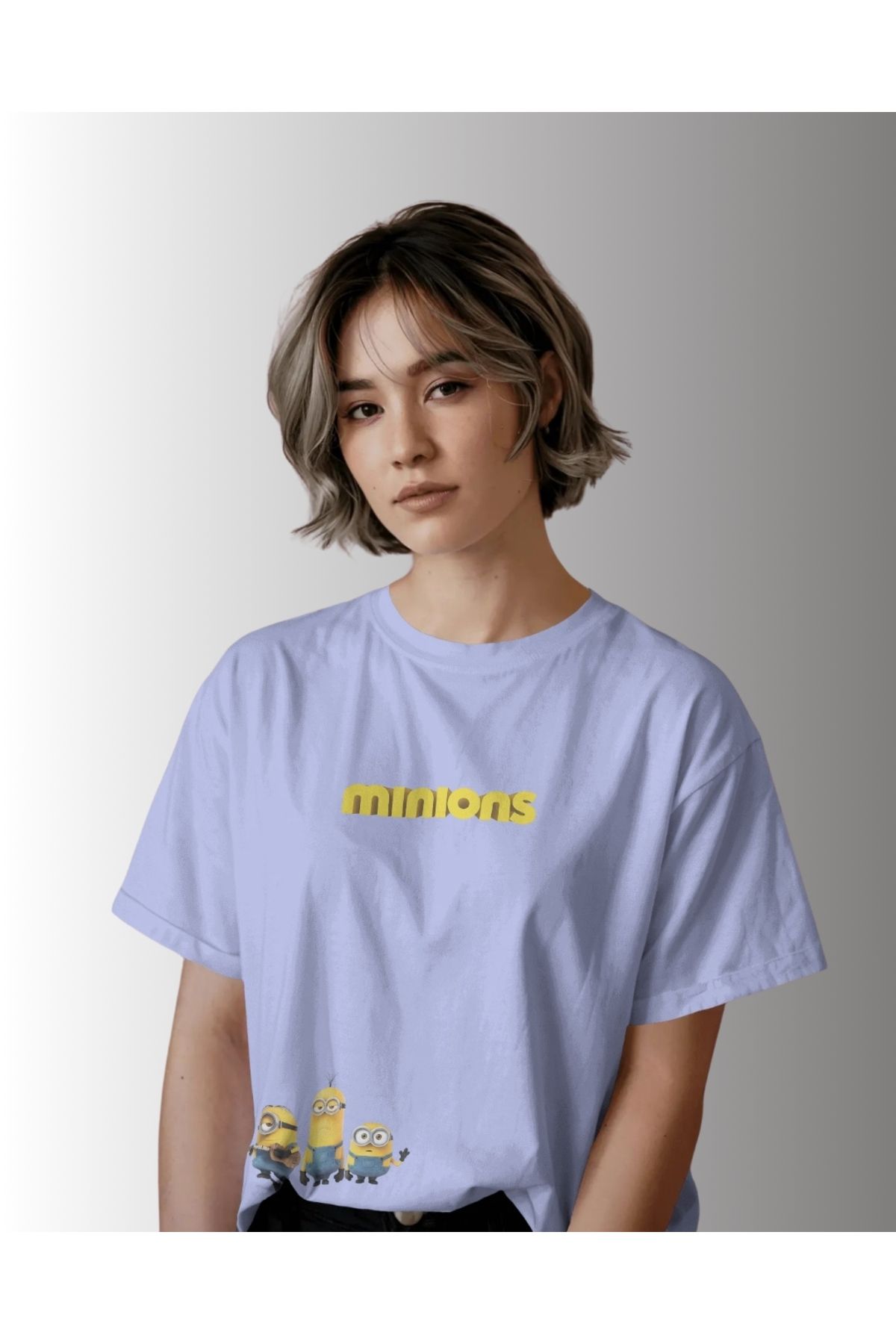 Mollis Minions Kadın Baskılı Oversize T-Shirt