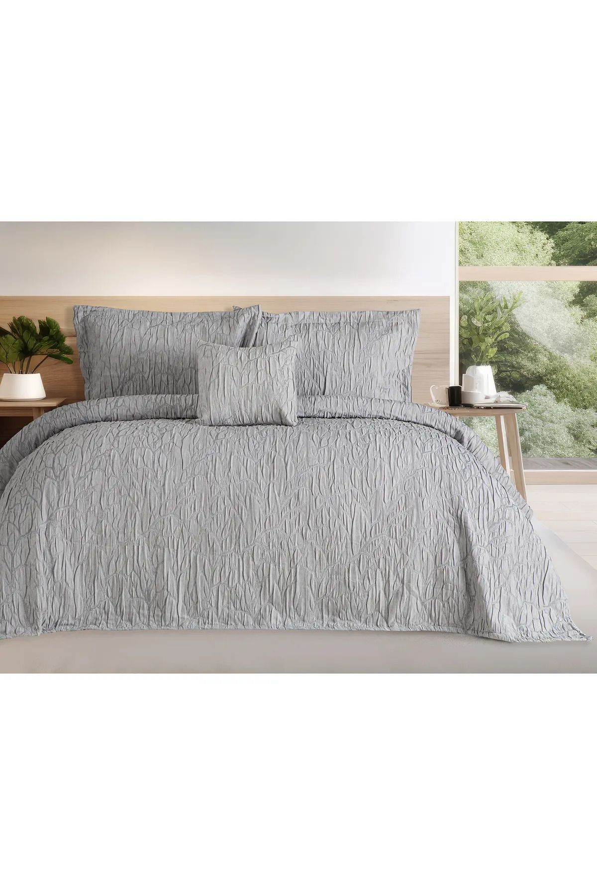 Özdilek-Nirvana Double Bedspread Set - Gray 2