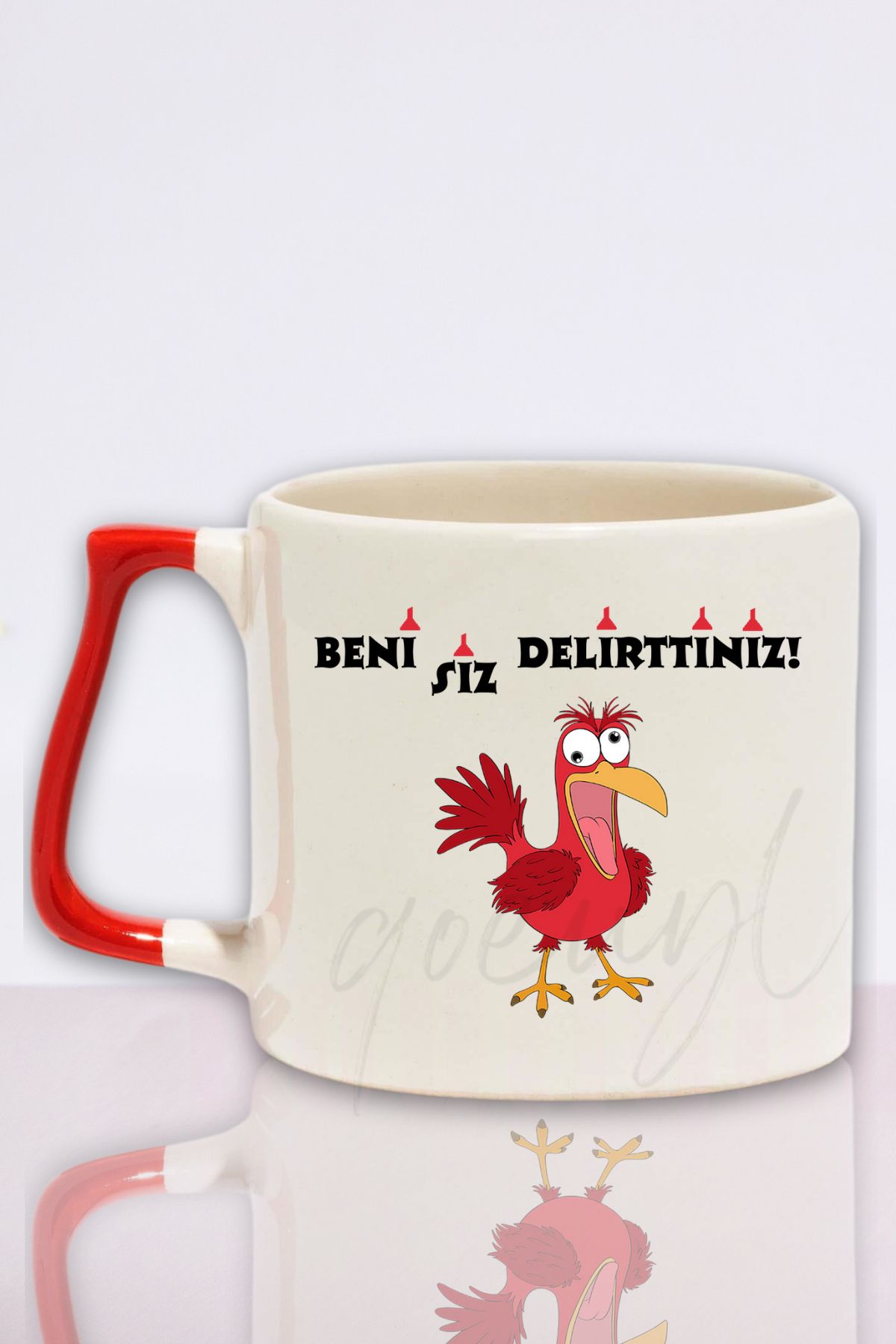 qoeuyl boutique Beni Siz Delirttiniz Baskılı Komik Hediyelik Renkli Kulplu Kupa Bardak
