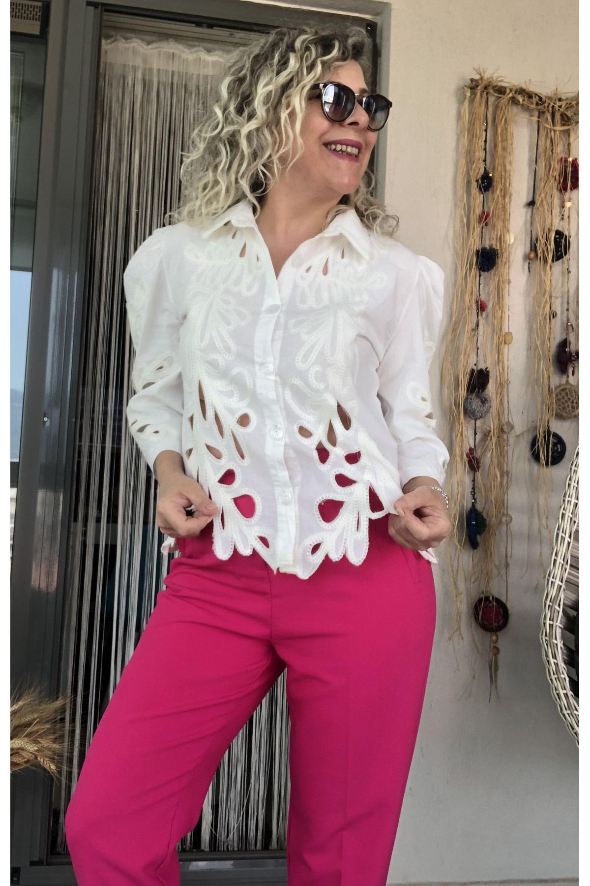 Dila Butik Lazer İşlemeli Gömlek