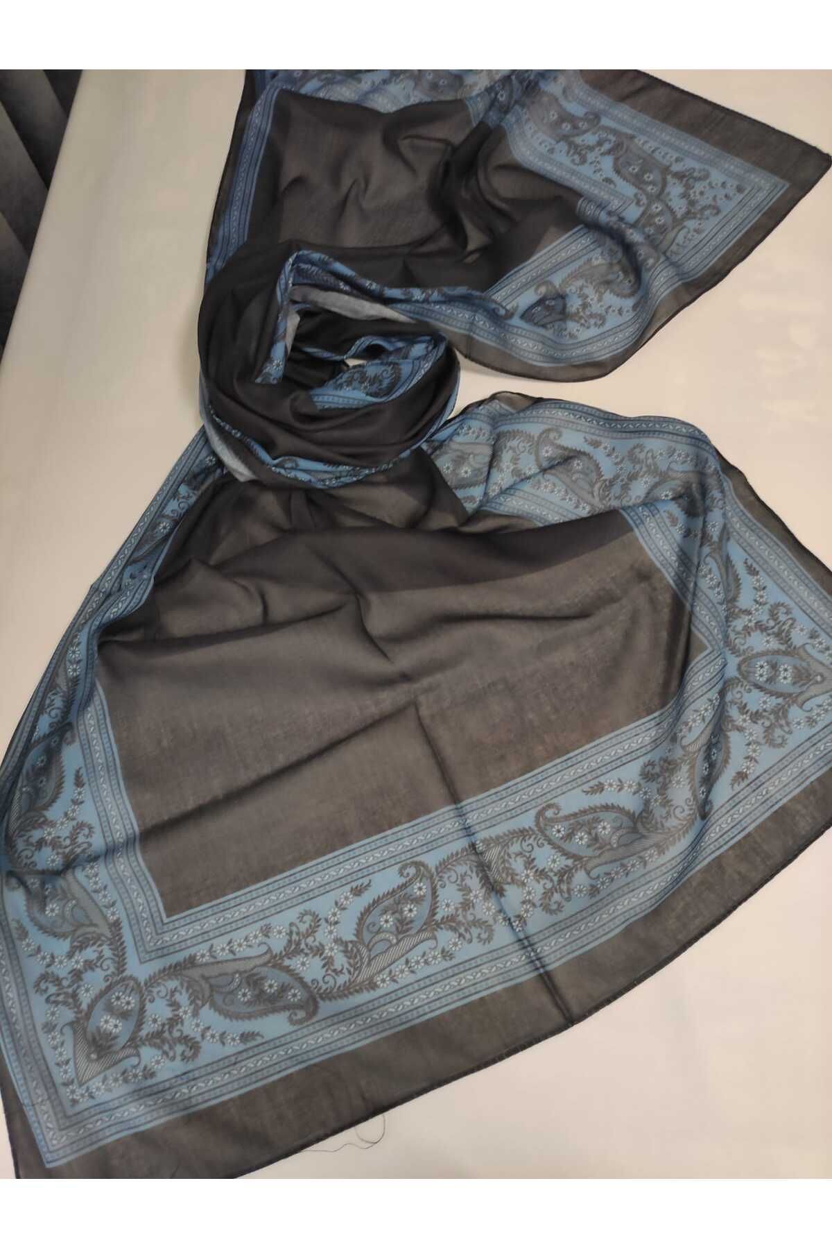 ALTUNTAŞ-Women's Cotton Ethnic Patterned Shawl with Leaf Motif on the Empty Edge 5