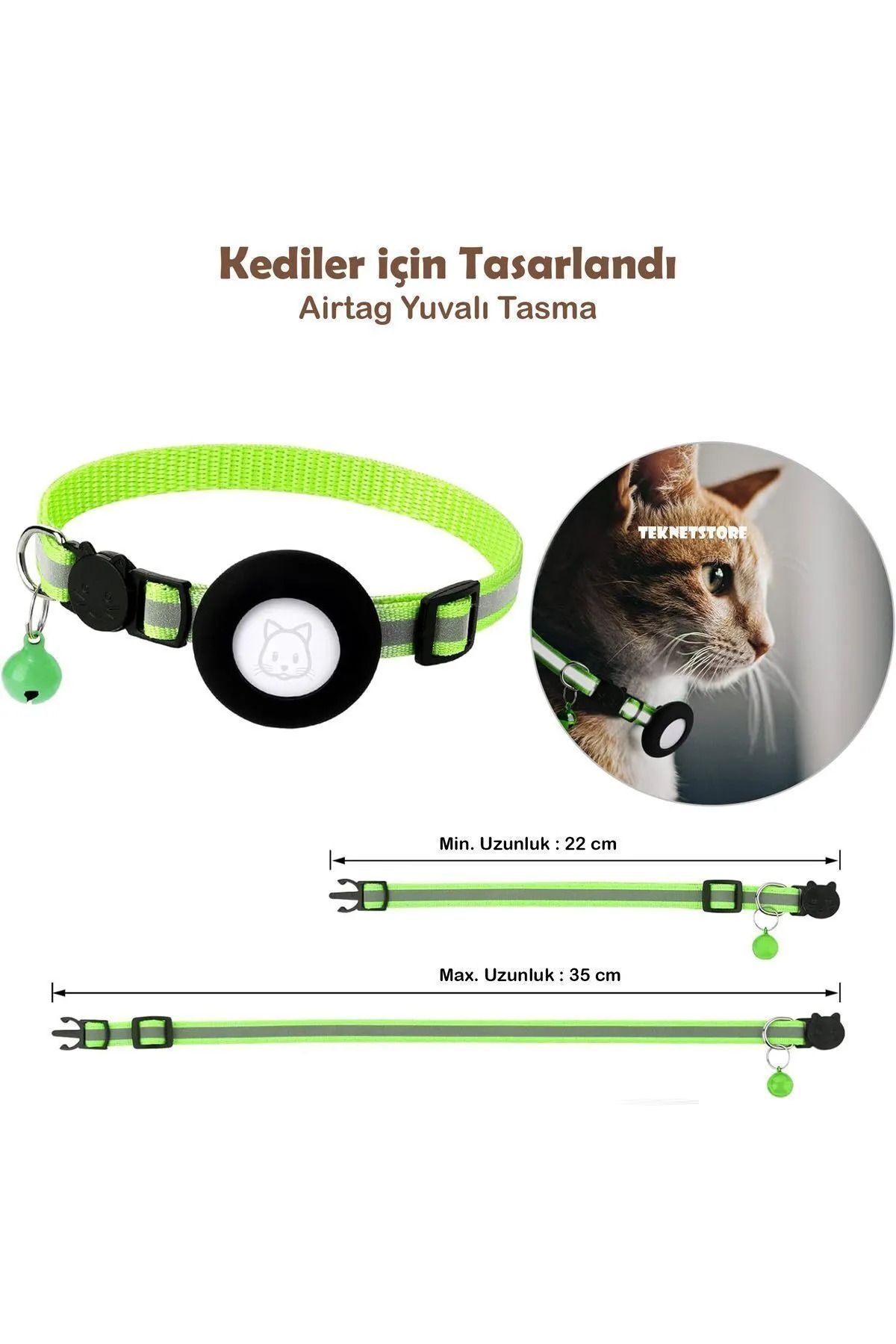 TEKNETSTORE-Cat Collar with Tracker and Airtag Slot Set of 2 Ios Compatible Neck Collar Gps 3