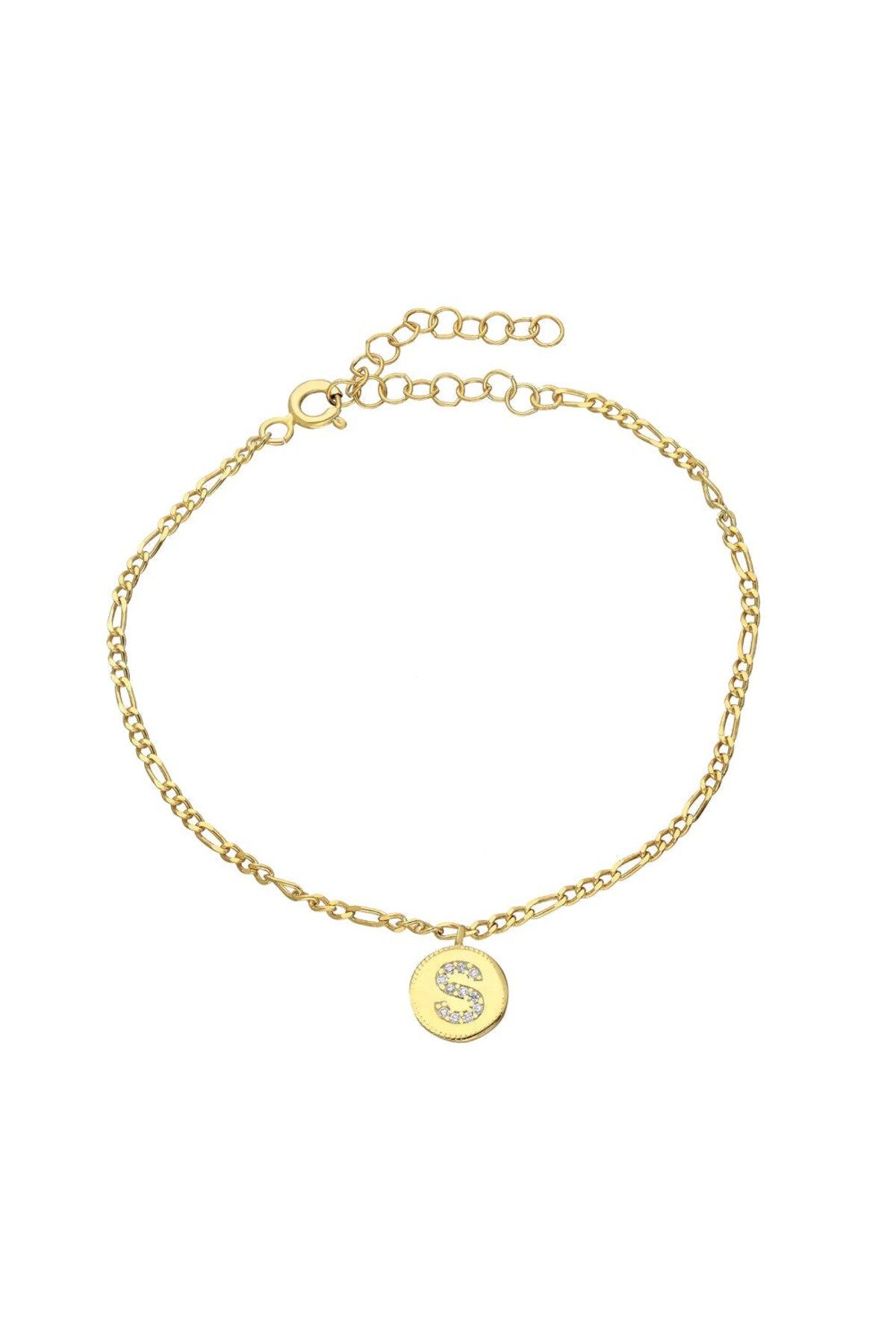 beonejewelry TAŞLI HARF FİGARO BİLEKLİK | 925 GÜMÜŞ