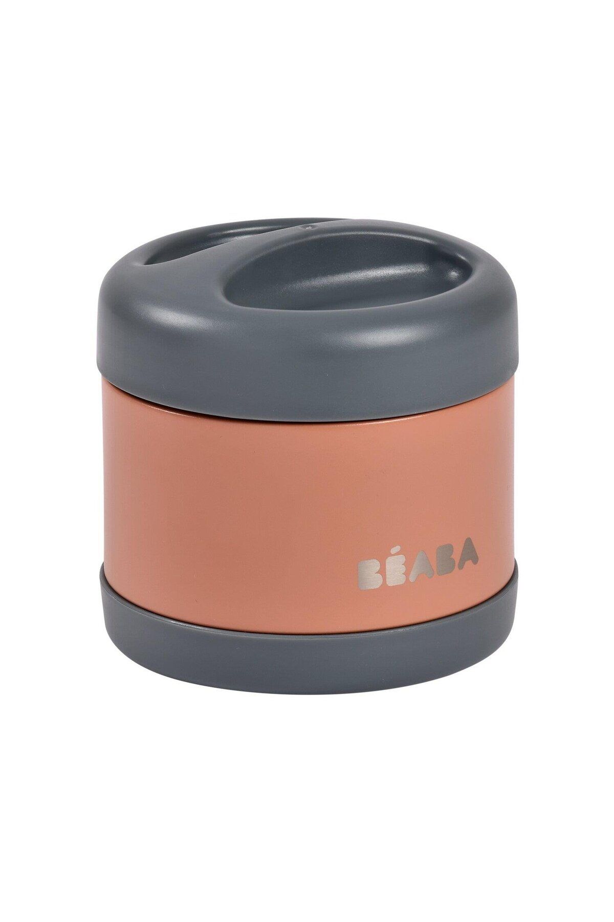 Beaba Paslanmaz Çelik Yiyecek Termosu 500ml, Mineral grey/Terracotta