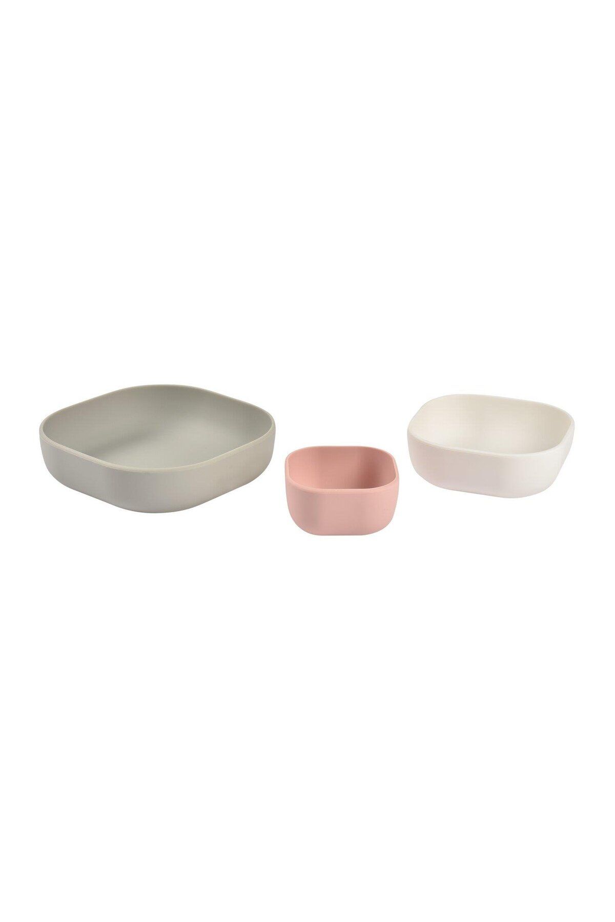 Beaba 3 Parça Silikon Kase Seti, Velvet grey/Cotton/Dusty rose