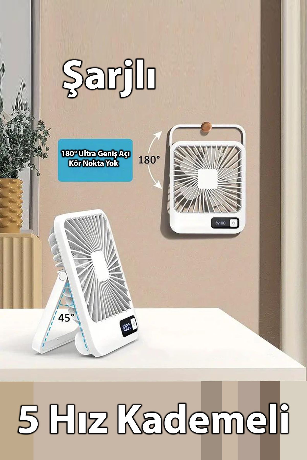nextbuy Fan Soğutucu Mini Vantilatör KlimaSerinletici Taşınabilir Şarjlı MasaÜstü 5Modlu Sessiz StandlıBWFN8