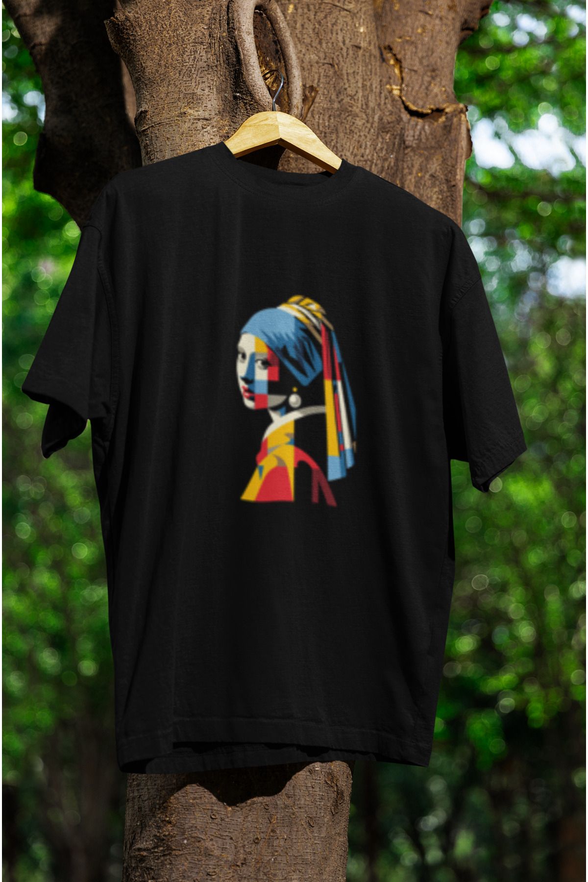 MG İNCİ KÜPELİ KIZ BASKILI UNISEX BİSİKLET YAKA PAMUKLU OVERSIZE KALIP KISA KOLLU T-SHIRT
