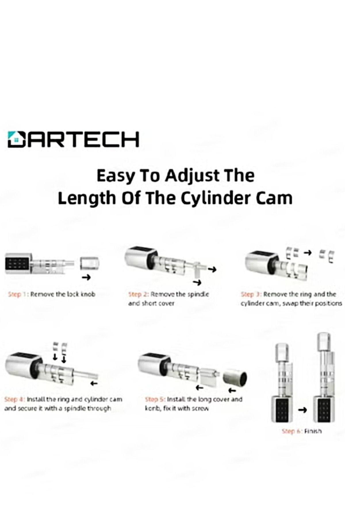 DarTech-Dartek Smart Lock 5 Ways to Unlock with Fingerprint and Keypad Fits Any Door Global Version Home System Silver 2