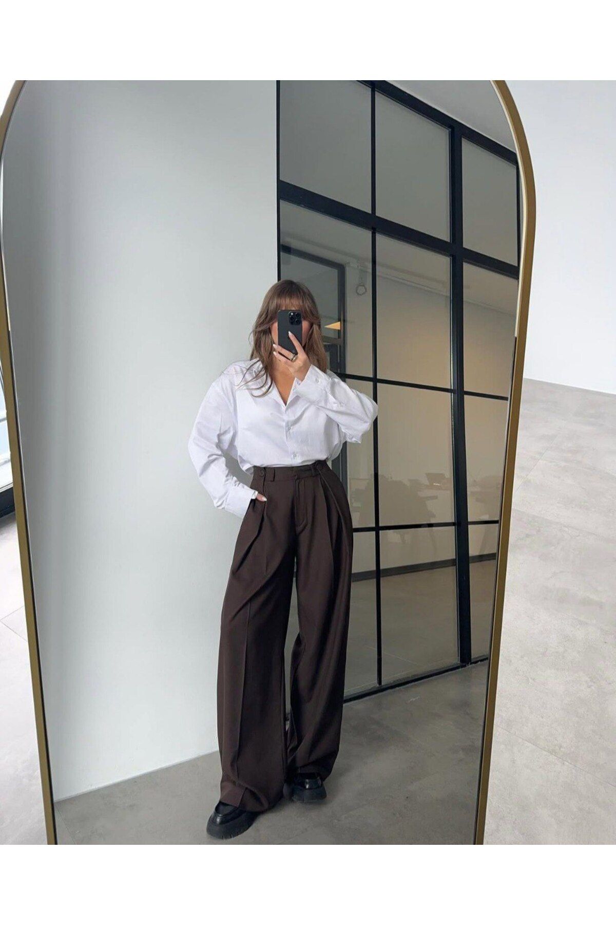 boutiquemery Kahverengi Pileli Palazzo Pantolon