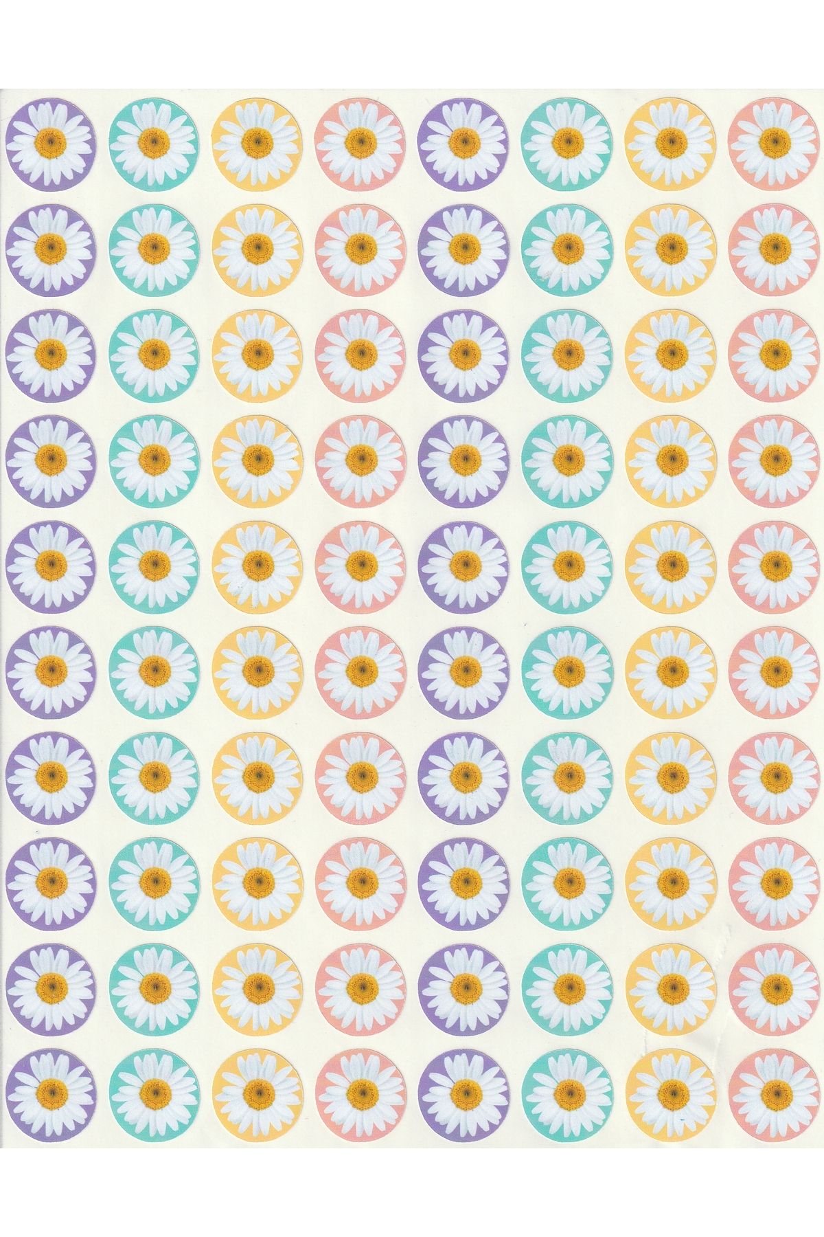 NUNUKİ Renkli Papatyalar Sticker Seti 2 cm Spring Daisies Colorful Daisy Stickers Bahar Etiket NSTI0276