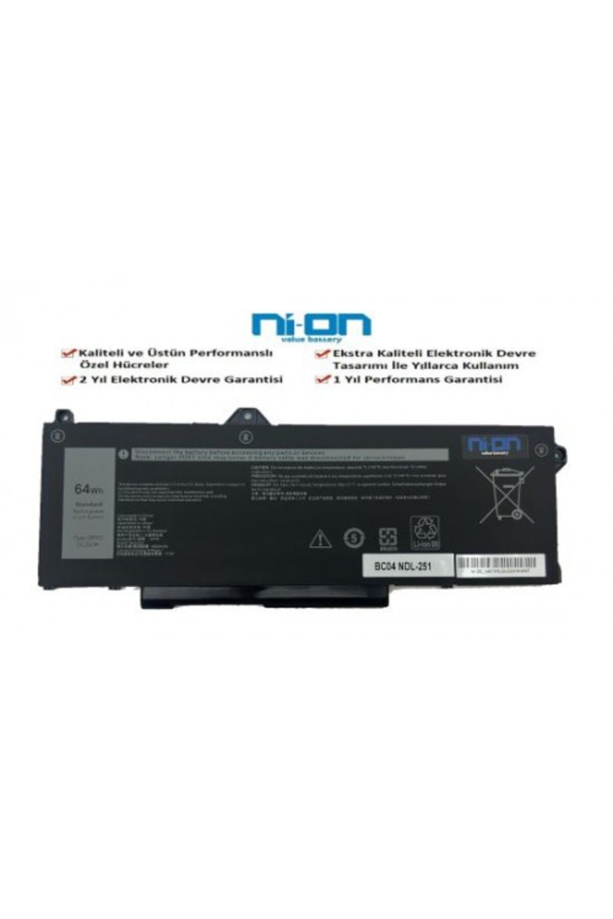 NION Dell Latitude 5531 uyumlu Notebook Batarya - Pil