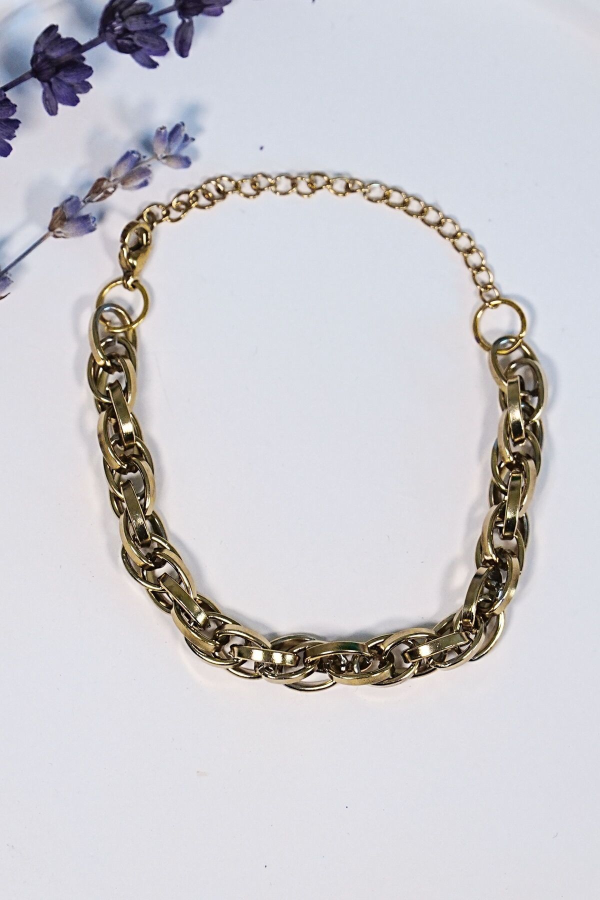 Lisinya Gold Renk Halat Zincir Model Çelik Bileklik Unisex - Lisinya