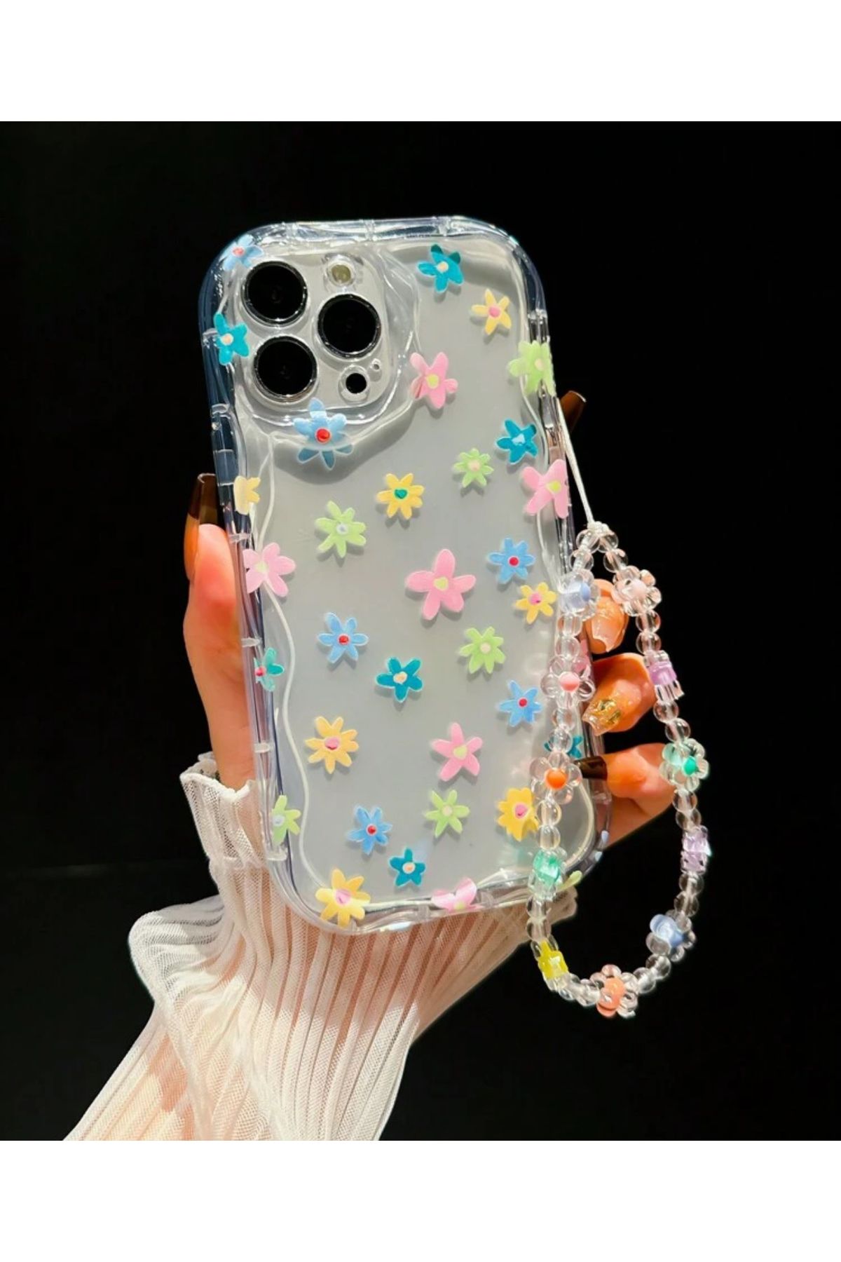 FİŞNEİLETİŞİM İPHONE 16 PROMAX UYUMLU ÇİÇEK DESENLİ CHARMLI KILIF