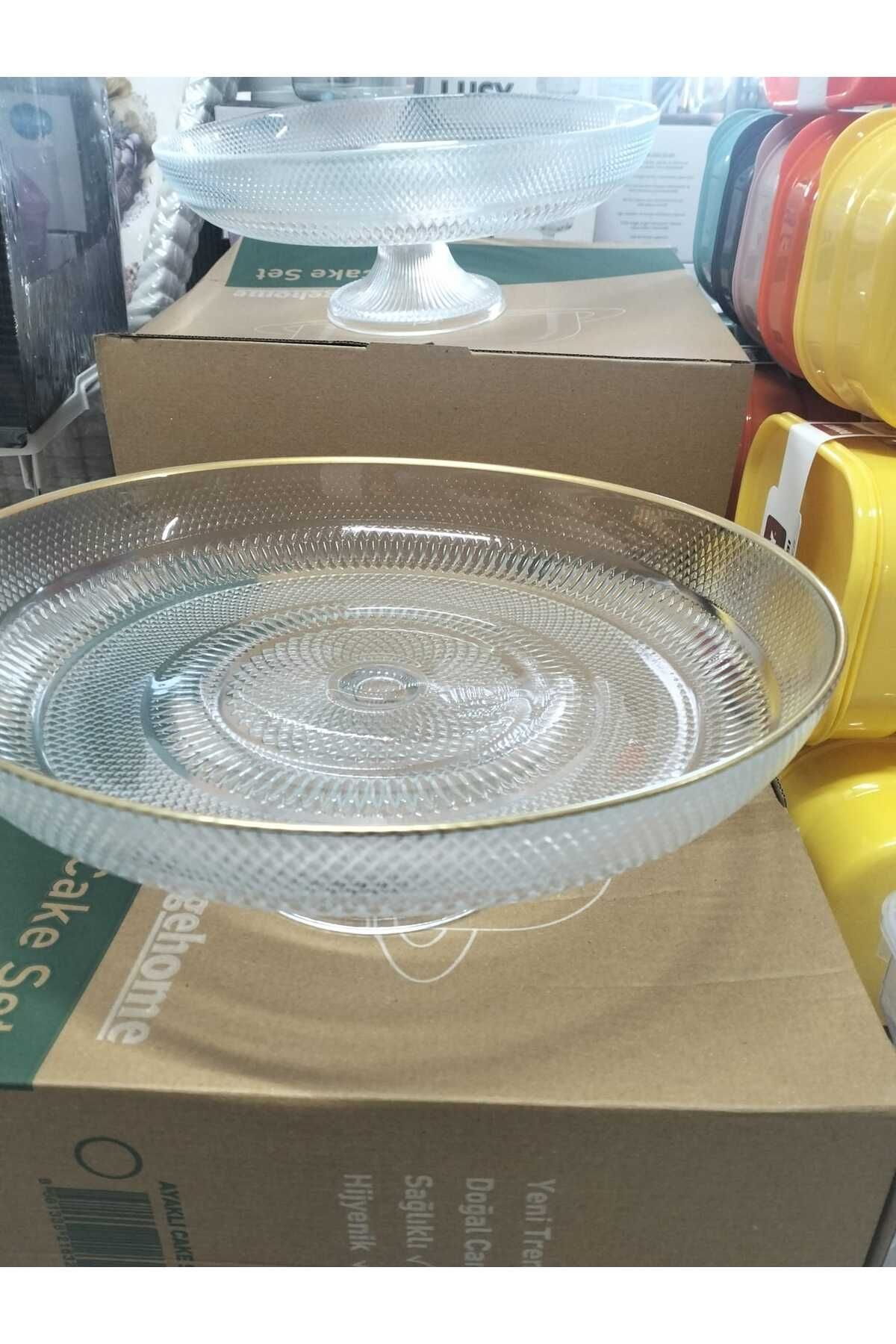 kurt41 Ayaklı Meyve - Salata - Servis - Cam Sunum Kasesi Tabağı 30 cm